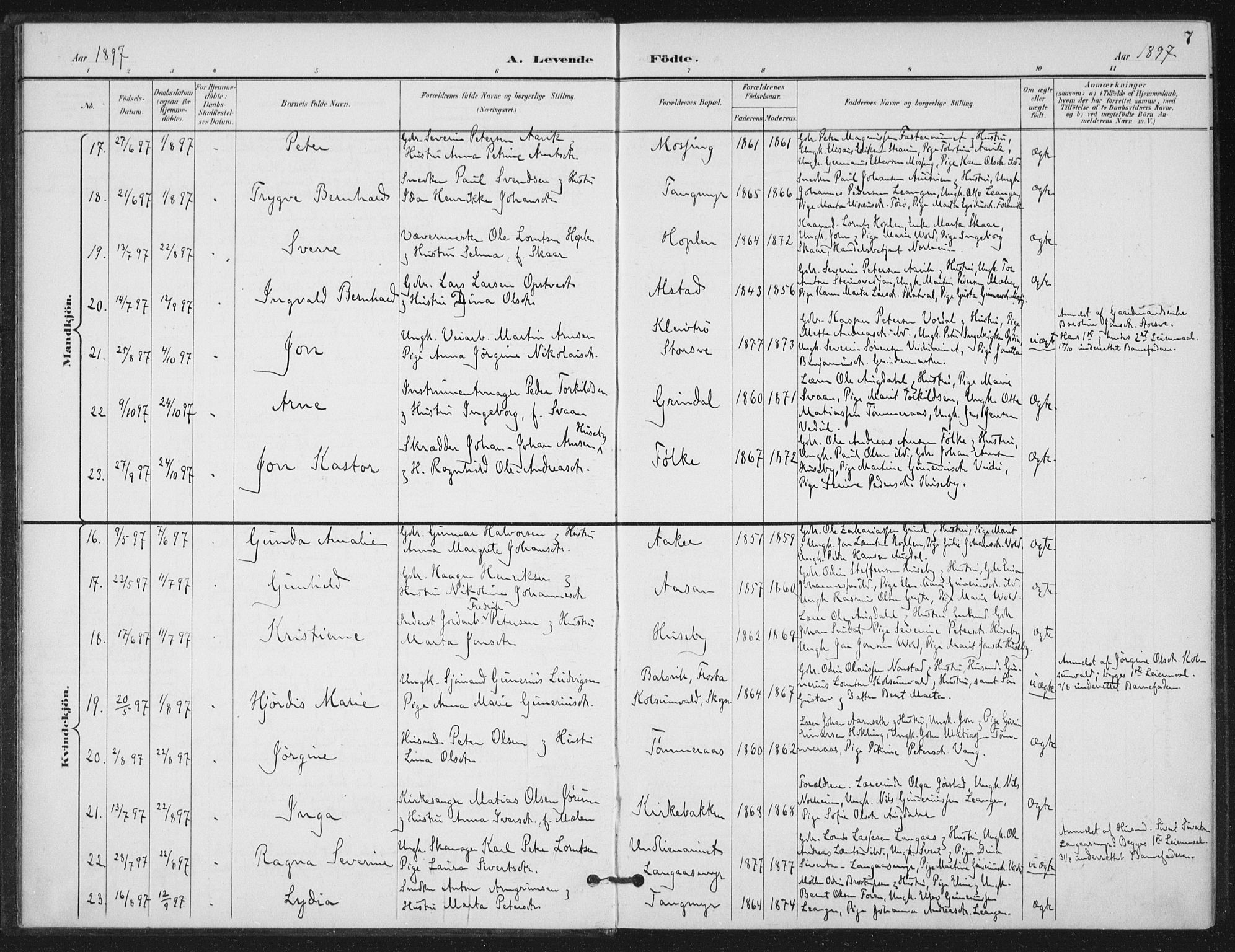 Ministerialprotokoller, klokkerbøker og fødselsregistre - Nord-Trøndelag, AV/SAT-A-1458/714/L0131: Parish register (official) no. 714A02, 1896-1918, p. 7