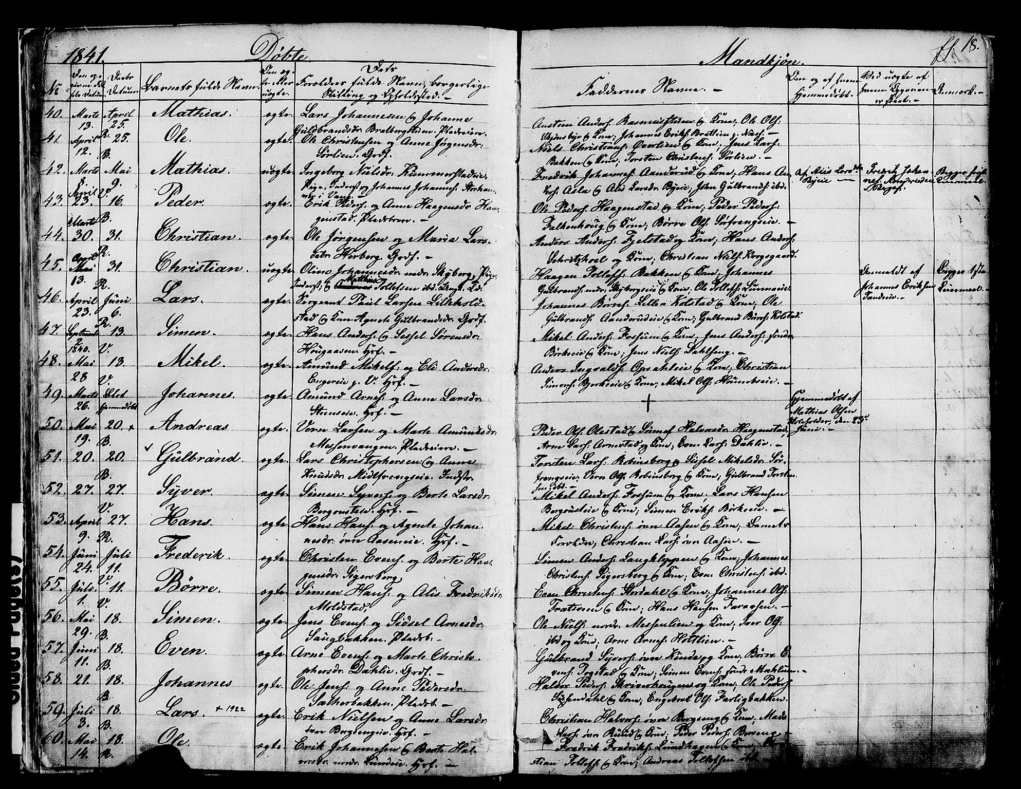 Ringsaker prestekontor, AV/SAH-PREST-014/K/Ka/L0008: Parish register (official) no. 8, 1837-1850, p. 18