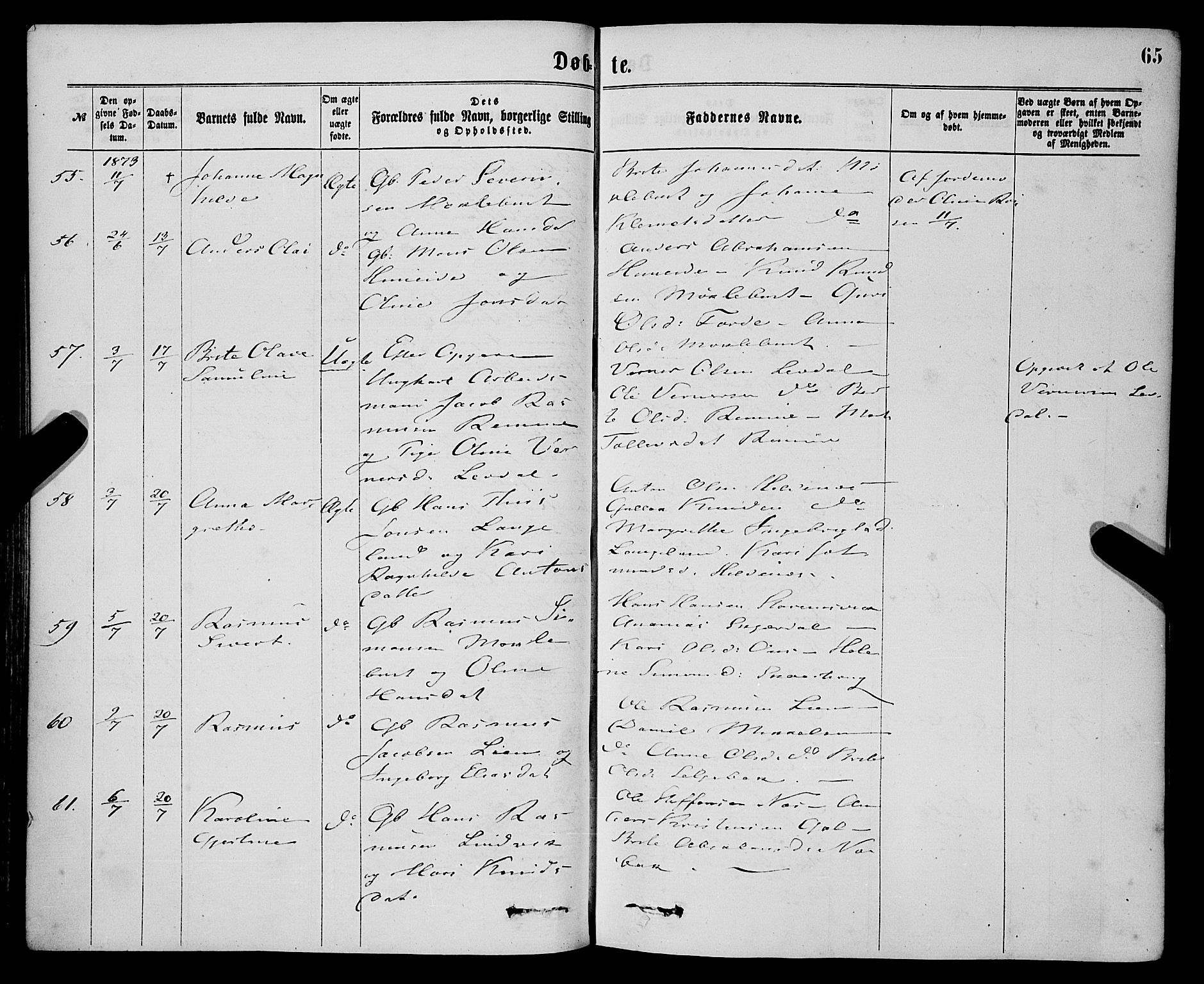 Eid sokneprestembete, AV/SAB-A-82301/H/Haa/Haaa/L0010: Parish register (official) no. A 10, 1867-1878, p. 65