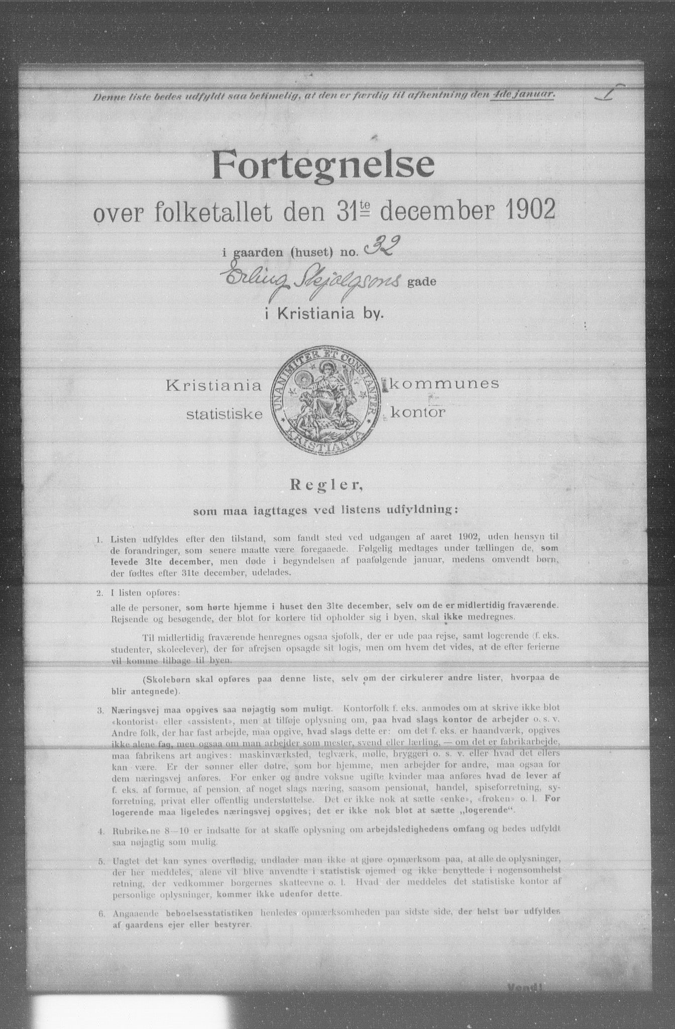 OBA, Municipal Census 1902 for Kristiania, 1902, p. 4310