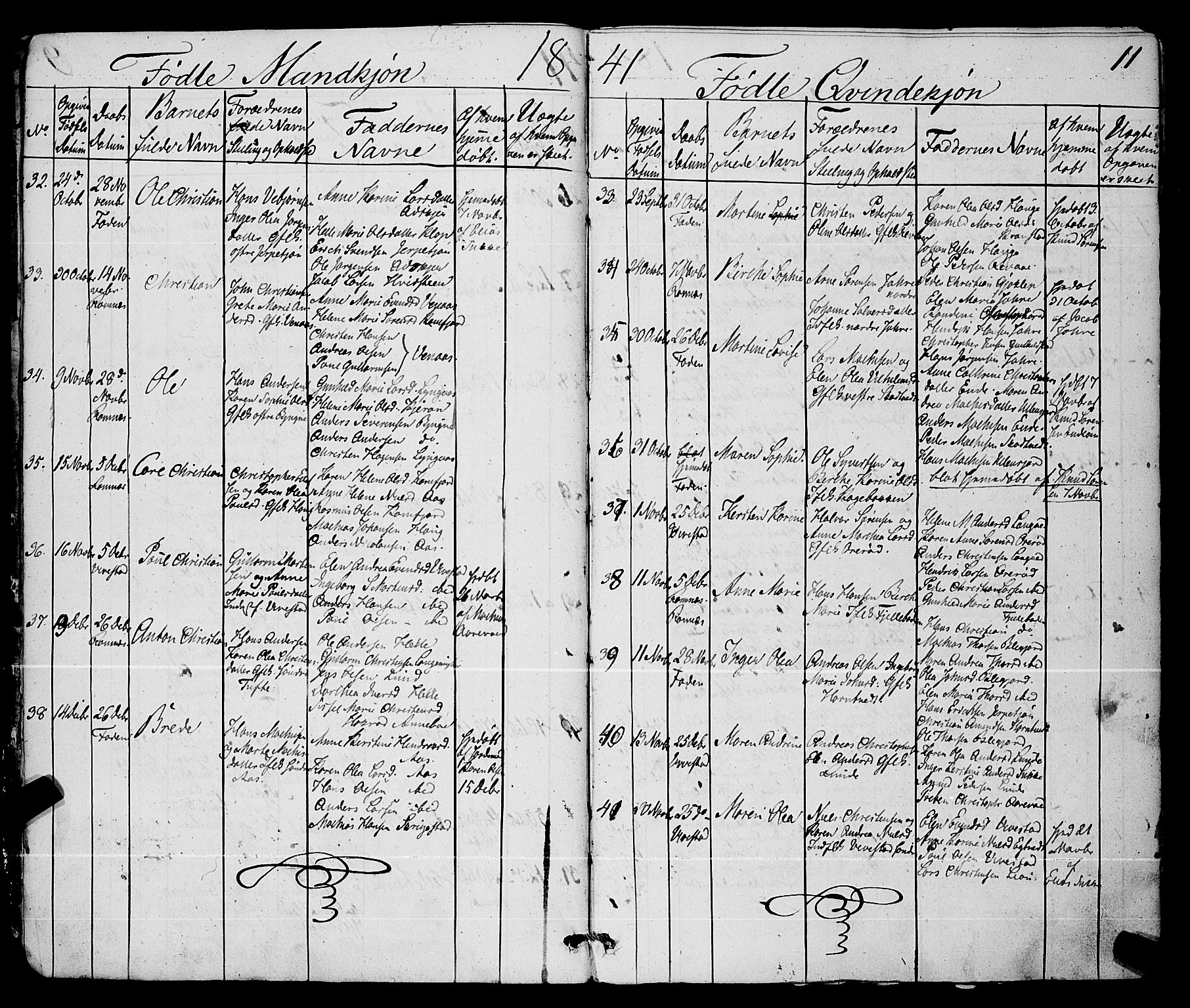 Ramnes kirkebøker, AV/SAKO-A-314/F/Fa/L0005: Parish register (official) no. I 5, 1841-1861, p. 10-11