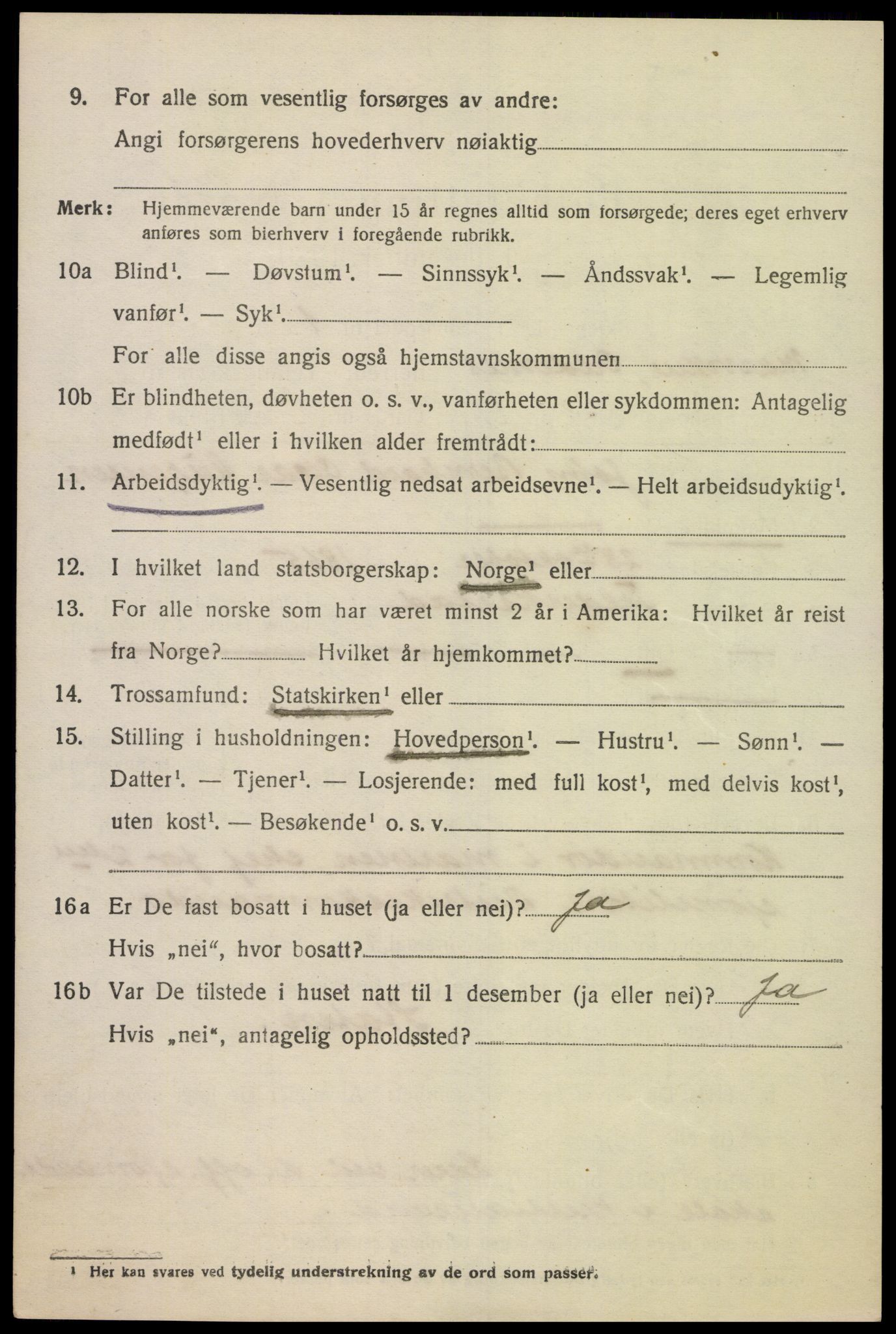 SAK, 1920 census for Oddernes, 1920, p. 12550