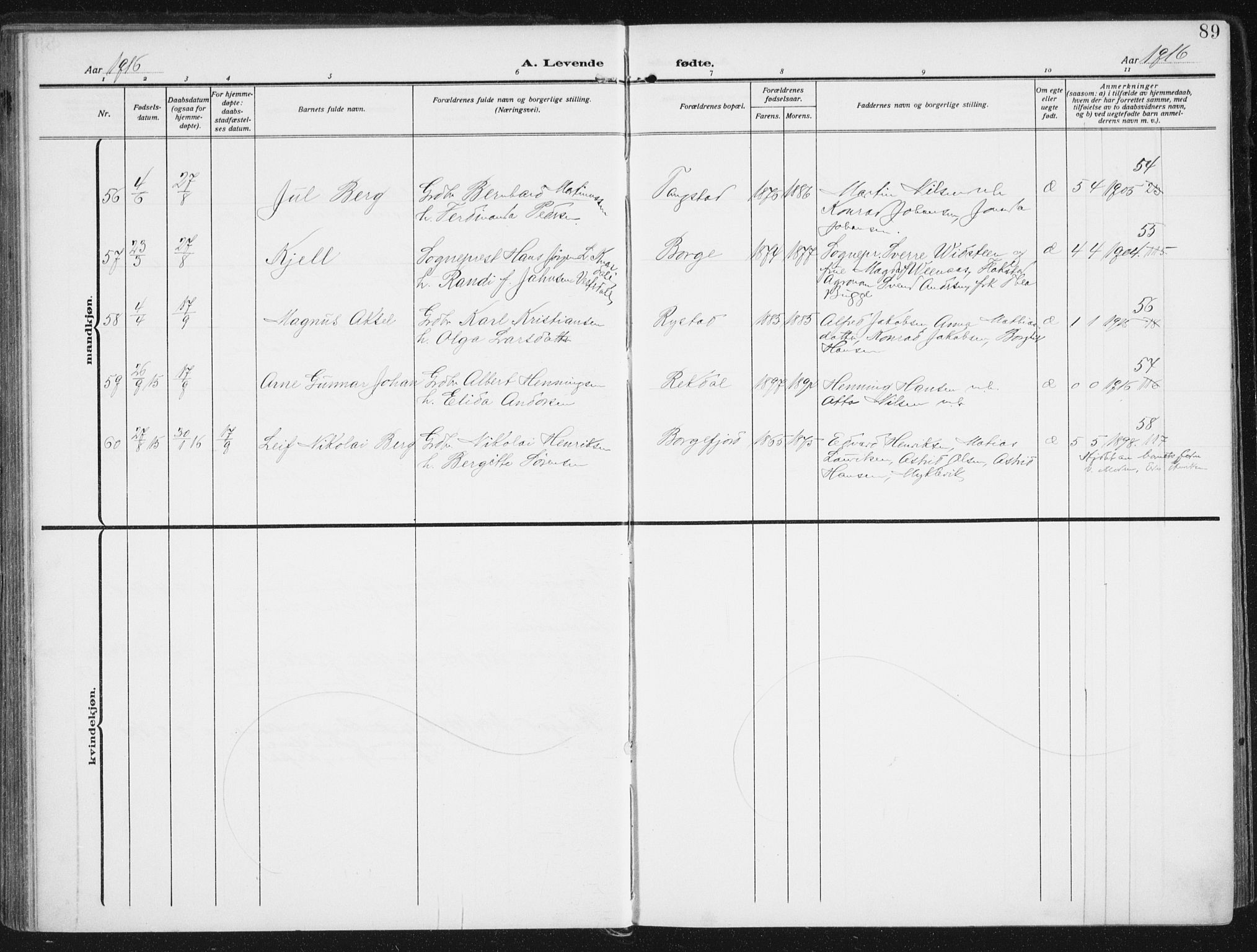 Ministerialprotokoller, klokkerbøker og fødselsregistre - Nordland, AV/SAT-A-1459/880/L1135: Parish register (official) no. 880A09, 1908-1919, p. 89