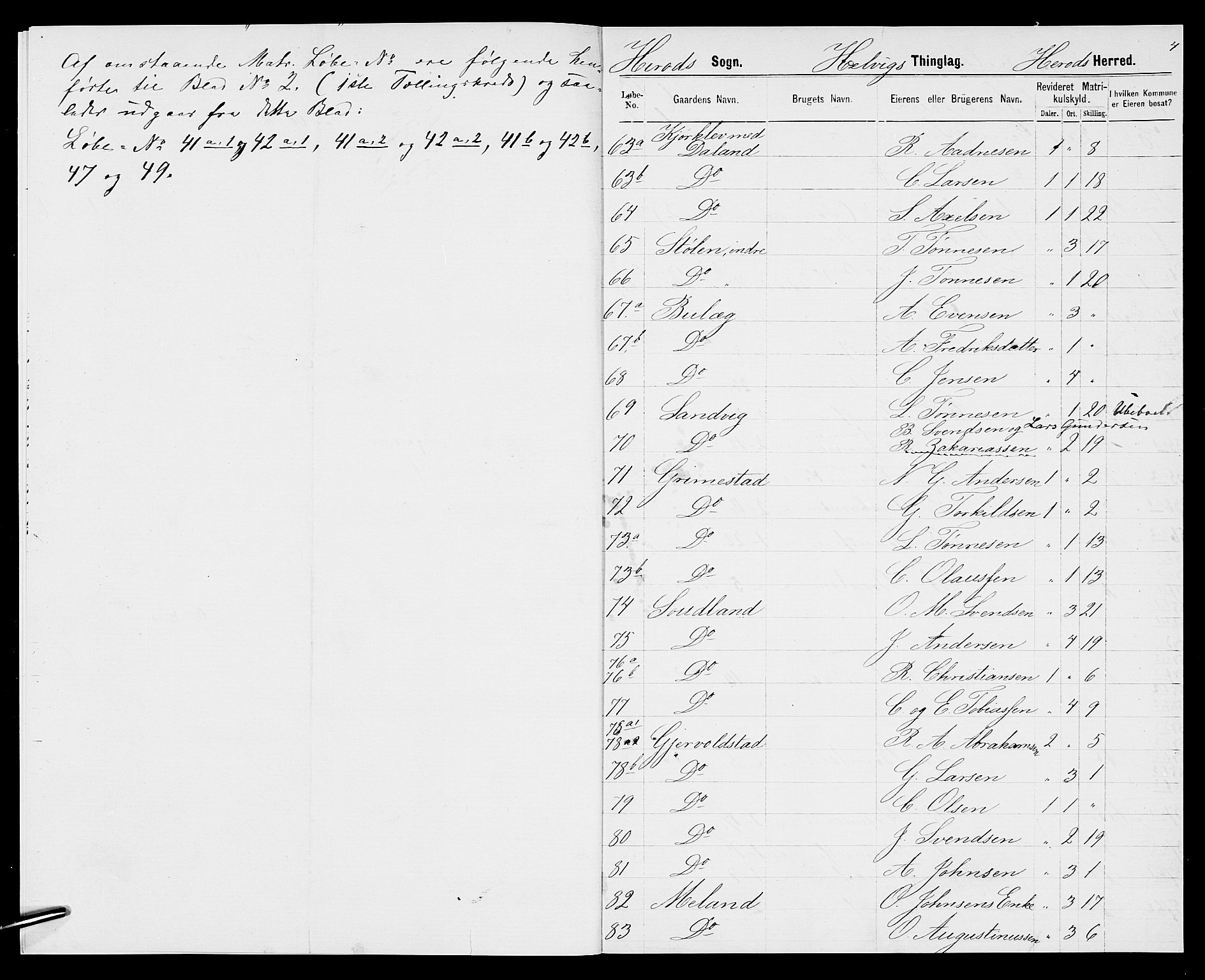 SAK, 1875 census for 1039P Herad, 1875, p. 6