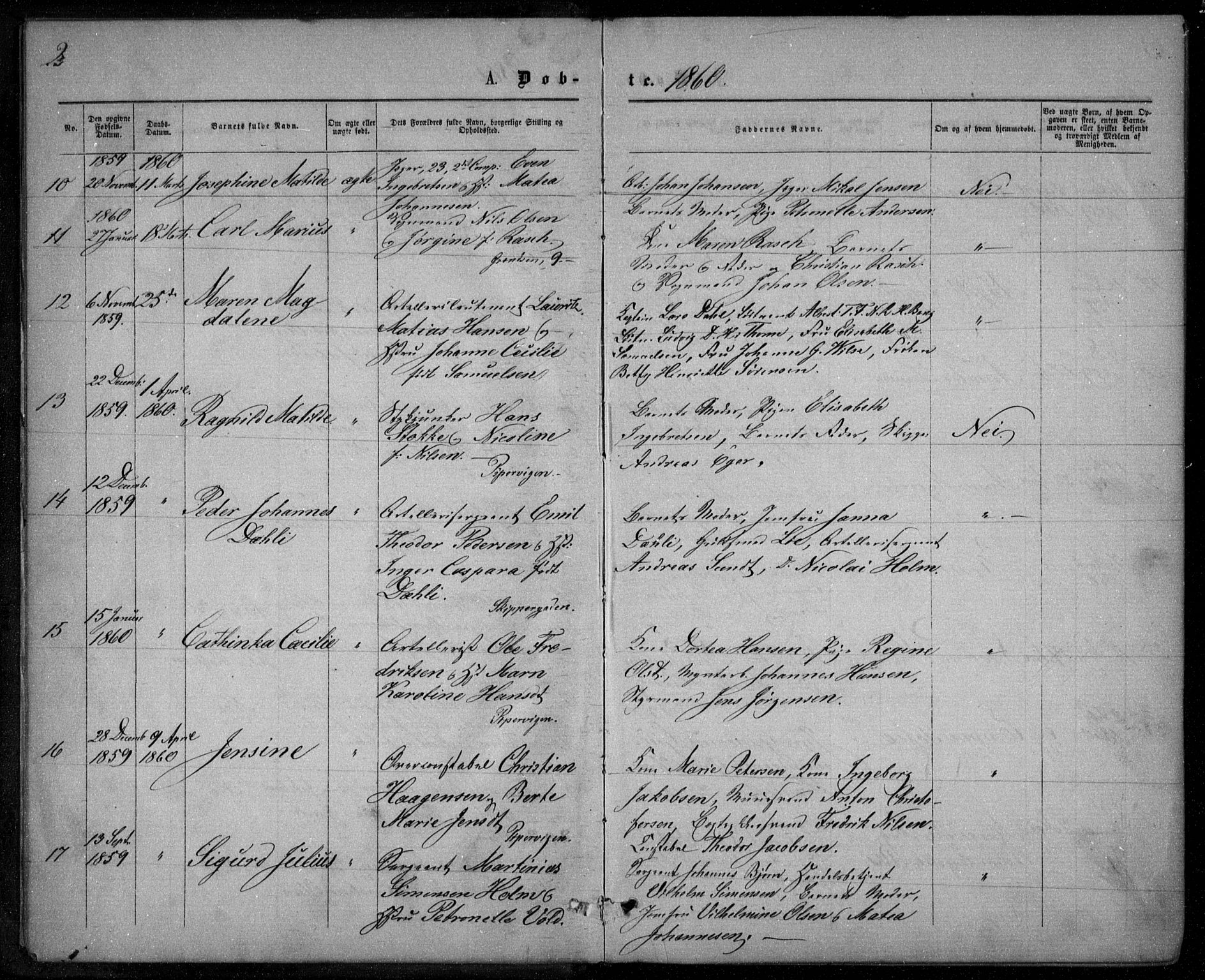 Garnisonsmenigheten Kirkebøker, AV/SAO-A-10846/G/Ga/L0006: Parish register (copy) no. 6, 1860-1880, p. 2