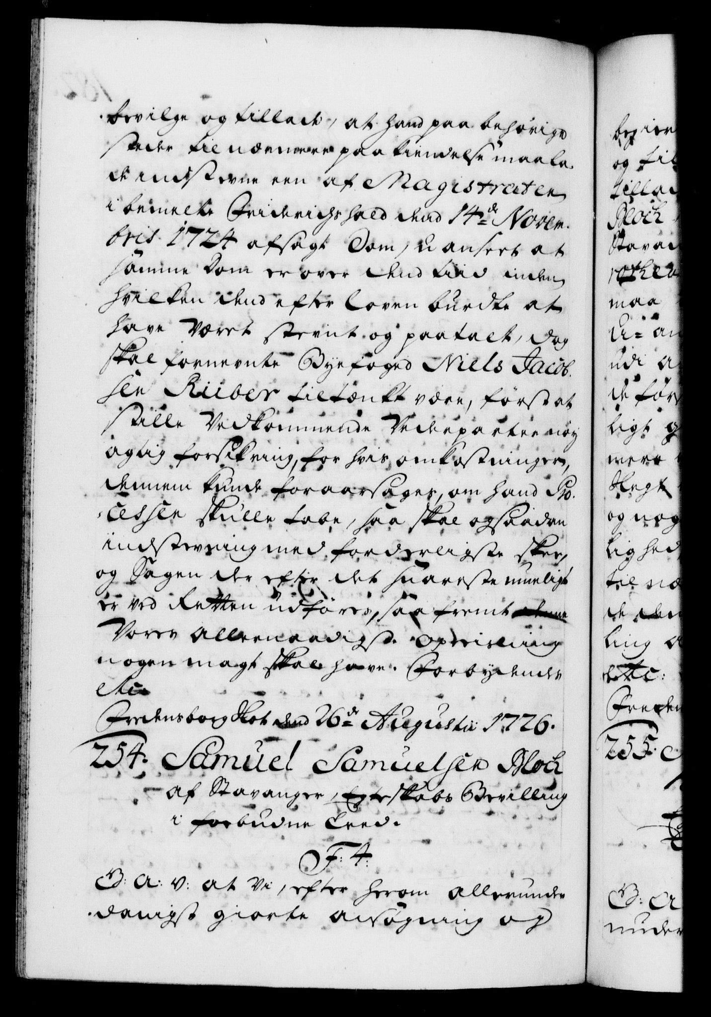 Danske Kanselli 1572-1799, AV/RA-EA-3023/F/Fc/Fca/Fcaa/L0025: Norske registre, 1726-1728, p. 182b