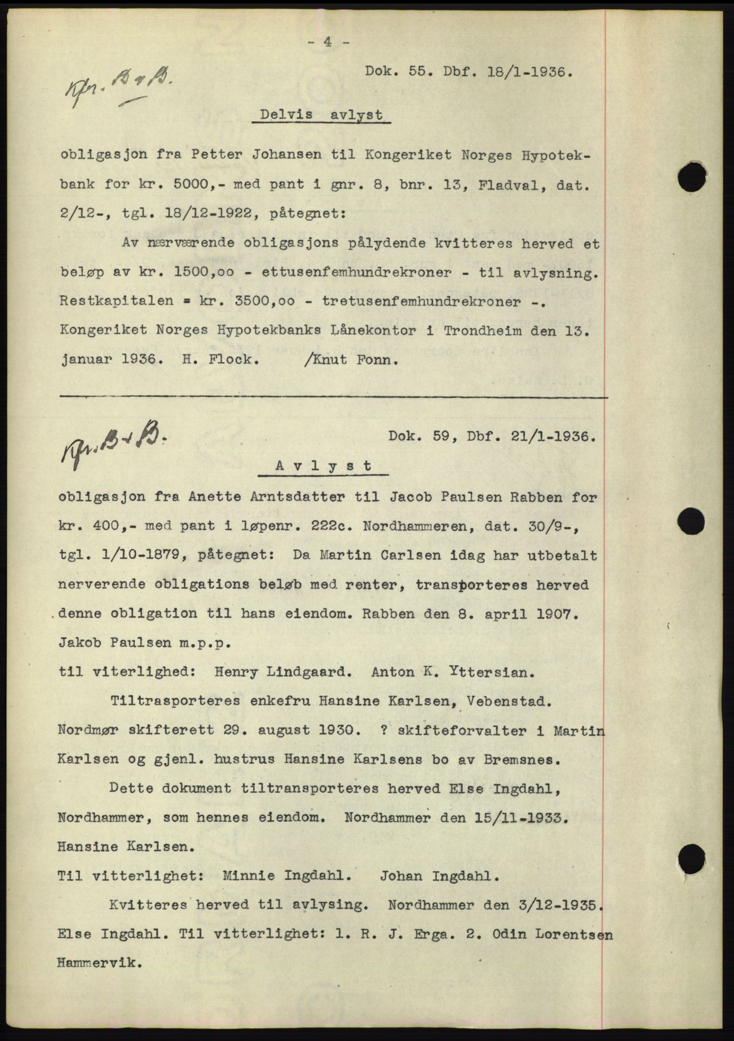 Hitra sorenskriveri, AV/SAT-A-0018/2/2C/2Ca: Mortgage book no. C1, 1936-1945, Diary no: : 55/1936