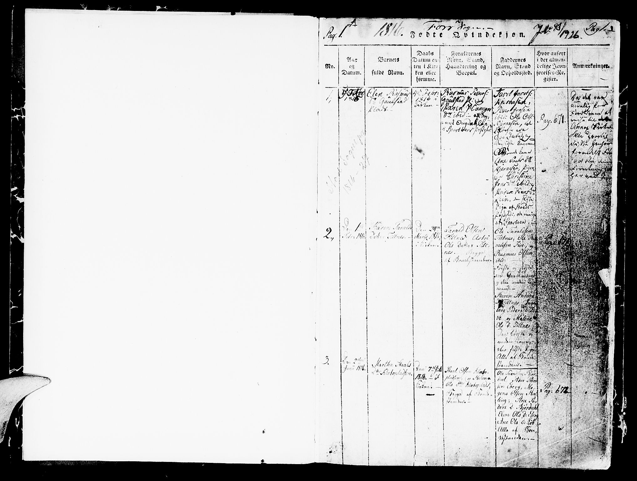 Ministerialprotokoller, klokkerbøker og fødselsregistre - Nord-Trøndelag, SAT/A-1458/746/L0441: Parish register (official) no. 746A03 /1, 1816-1827, p. 0-1