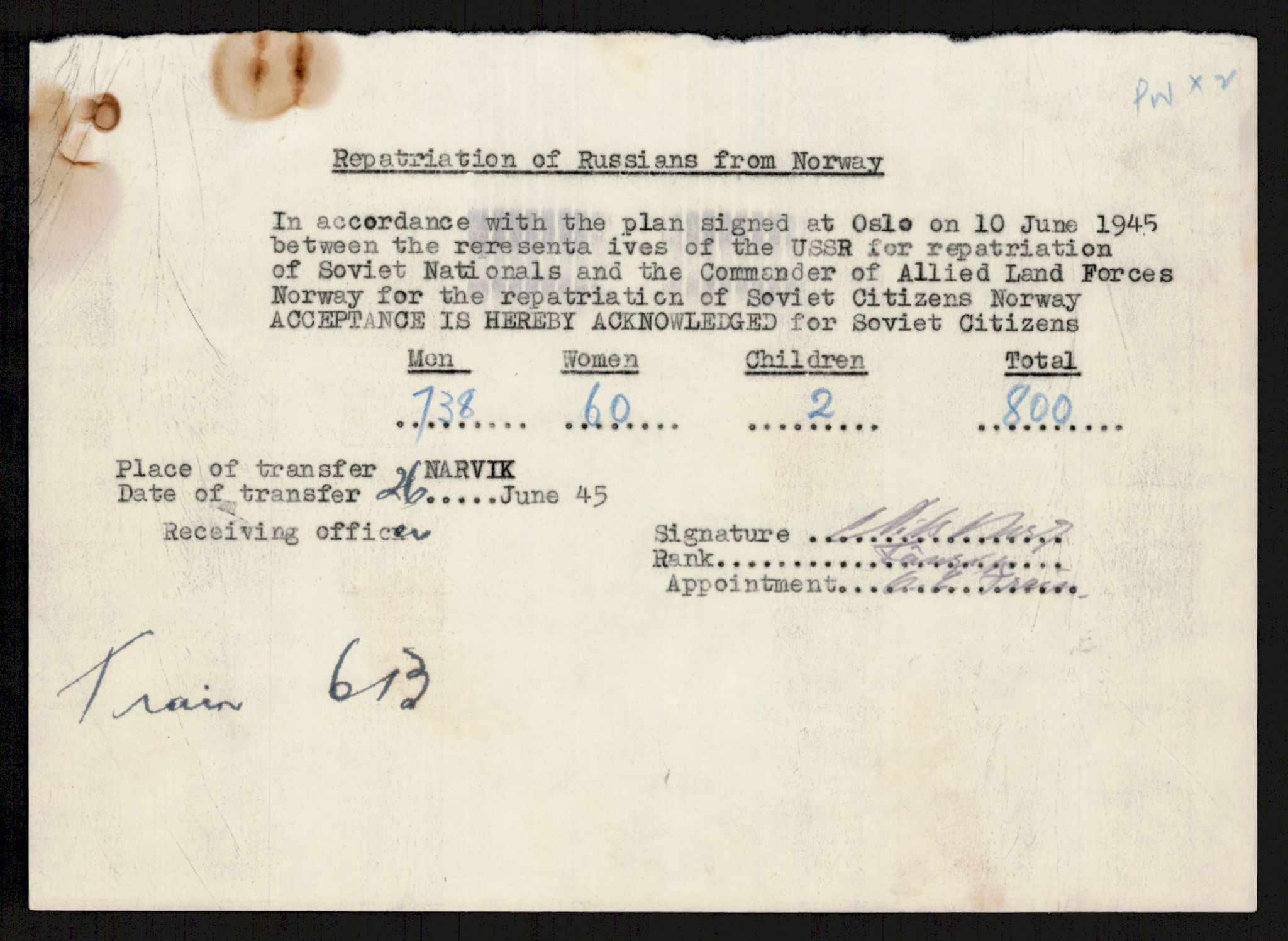 Flyktnings- og fangedirektoratet, Repatrieringskontoret, RA/S-1681/D/Db/L0016: Displaced Persons (DPs) og sivile tyskere, 1945-1948, p. 105