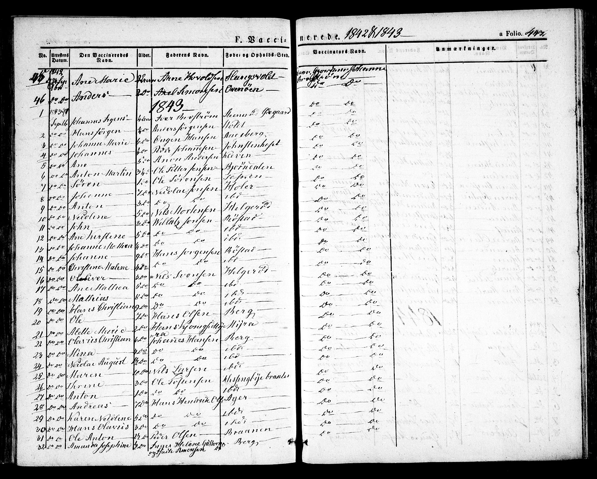 Råde prestekontor kirkebøker, SAO/A-2009/F/Fa/L0005: Parish register (official) no. 5, 1830-1853, p. 443
