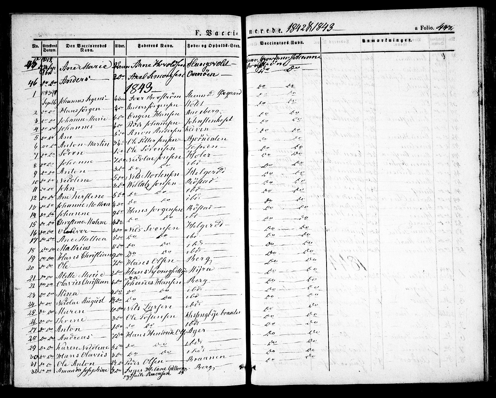 Råde prestekontor kirkebøker, AV/SAO-A-2009/F/Fa/L0005: Parish register (official) no. 5, 1830-1853, p. 443