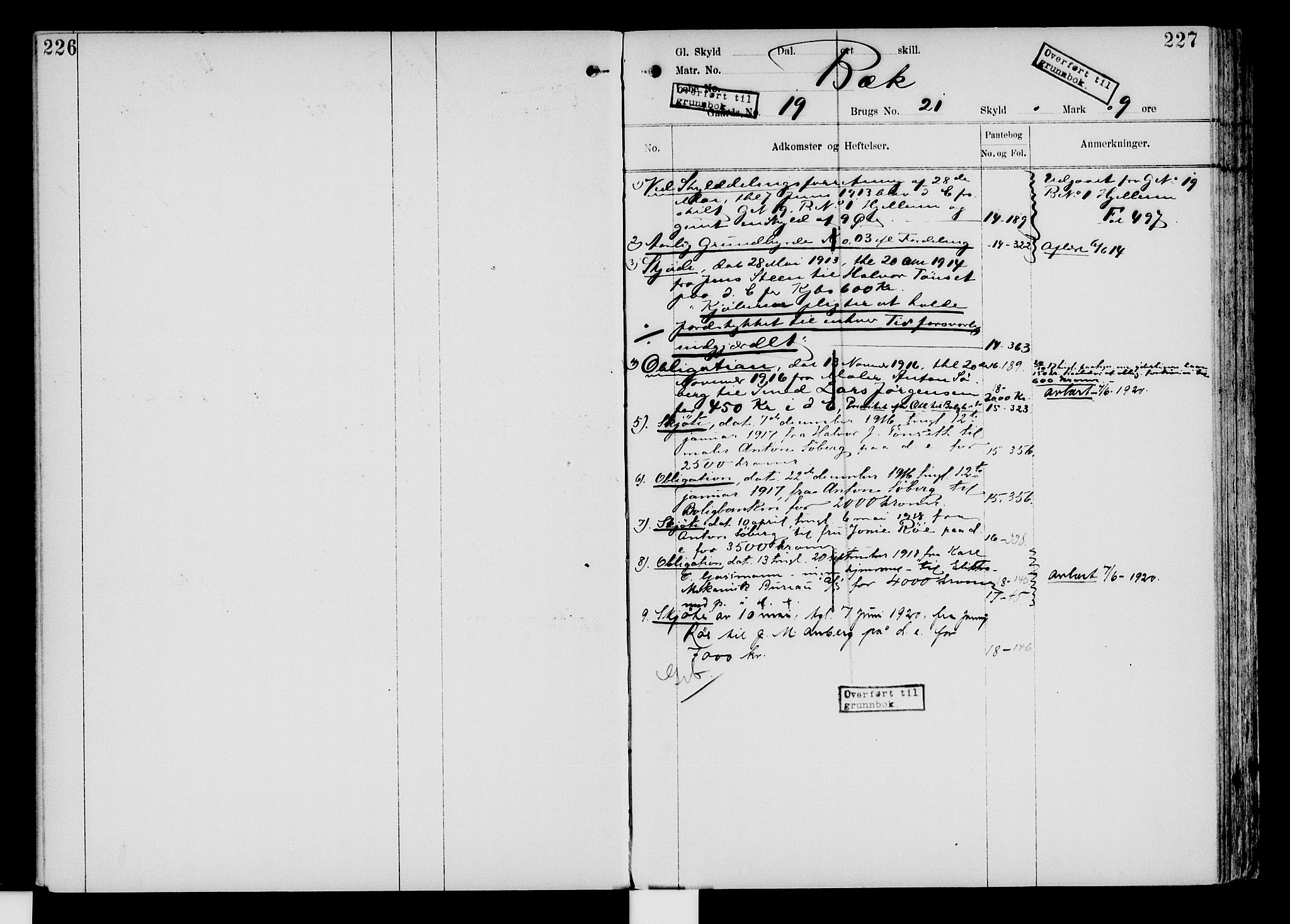 Nord-Hedmark sorenskriveri, SAH/TING-012/H/Ha/Had/Hade/L0004: Mortgage register no. 4.4, 1910-1940, p. 226-227