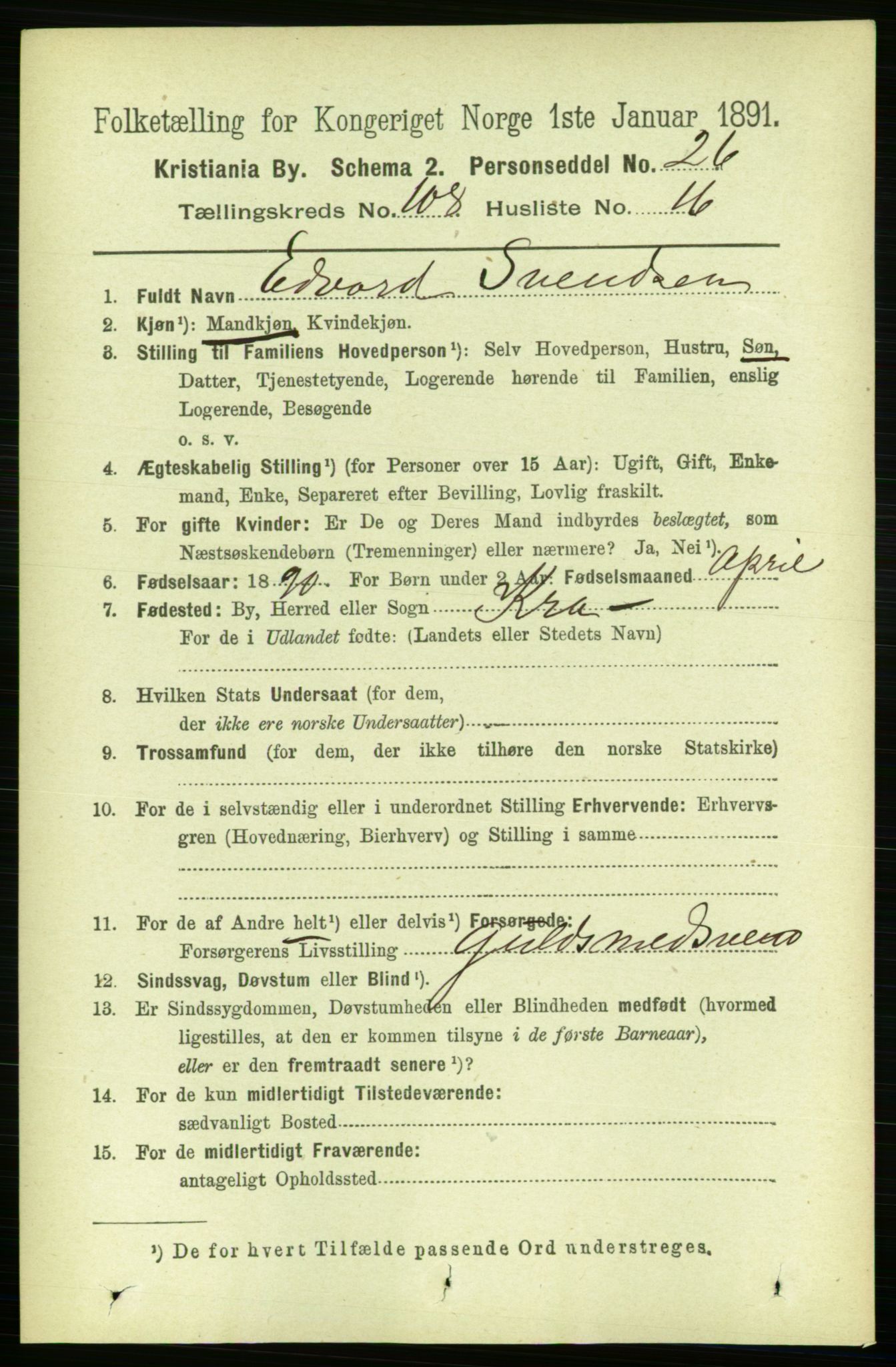 RA, 1891 census for 0301 Kristiania, 1891, p. 55995