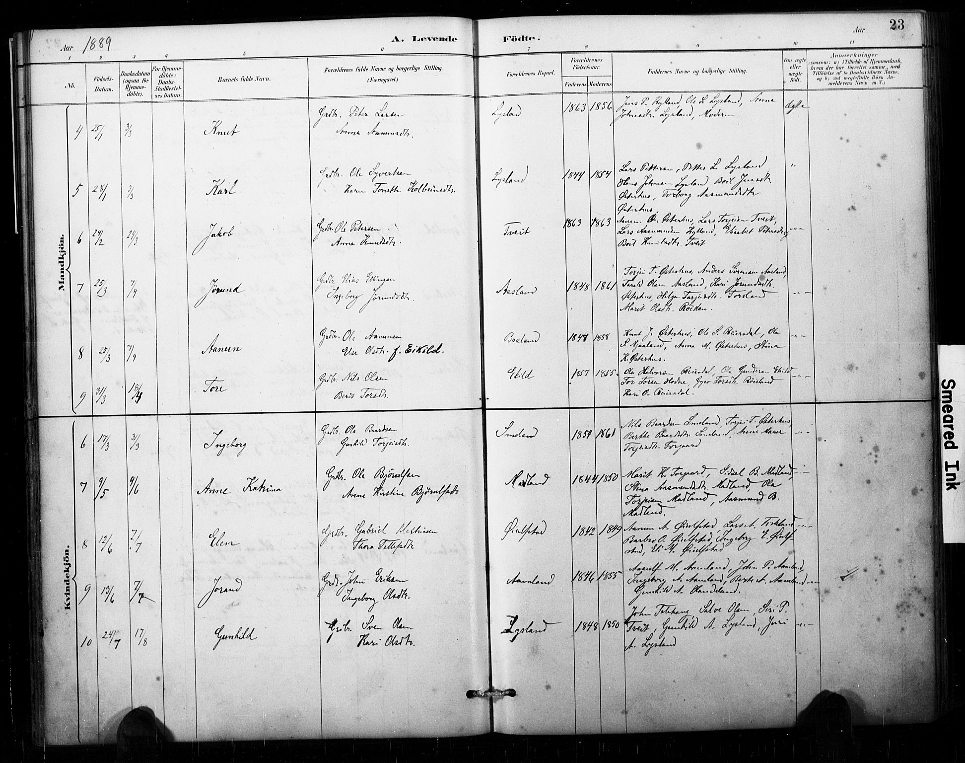 Åseral sokneprestkontor, AV/SAK-1111-0051/F/Fa/L0003: Parish register (official) no. A 3, 1884-1901, p. 23