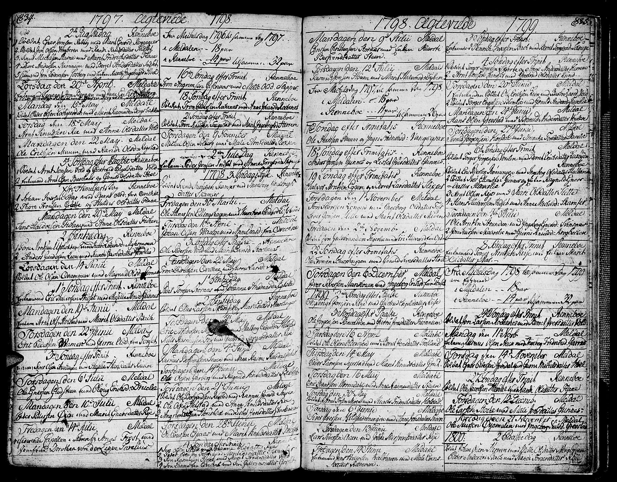 Ministerialprotokoller, klokkerbøker og fødselsregistre - Sør-Trøndelag, SAT/A-1456/672/L0852: Parish register (official) no. 672A05, 1776-1815, p. 834-835