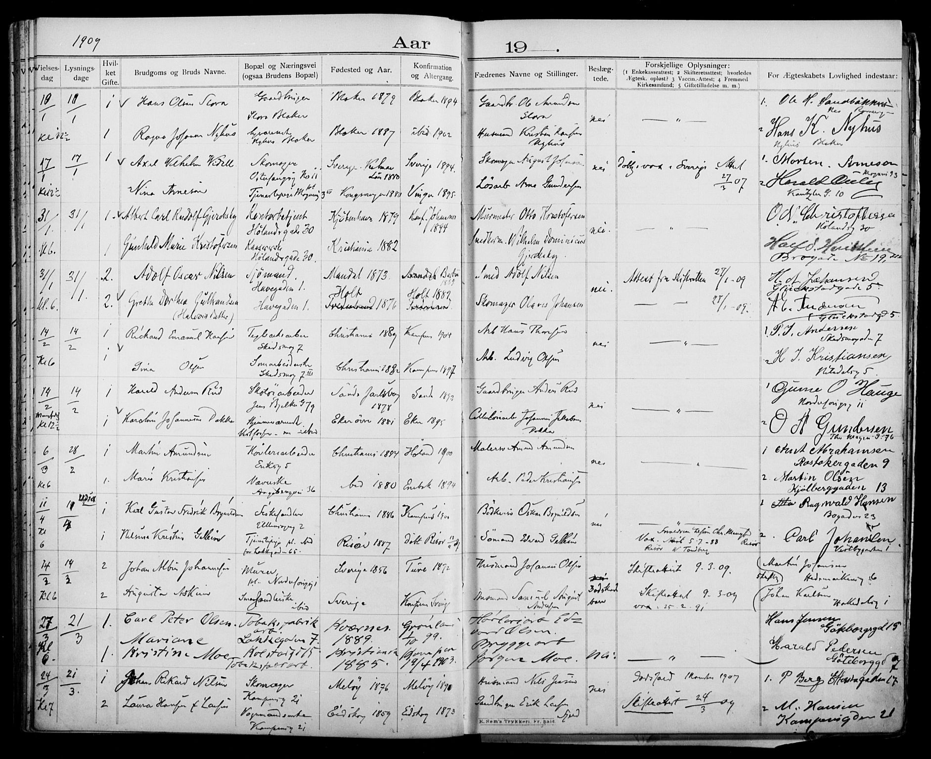 Kampen prestekontor Kirkebøker, AV/SAO-A-10853/H/Ha/L0003: Banns register no. 3, 1907-1917