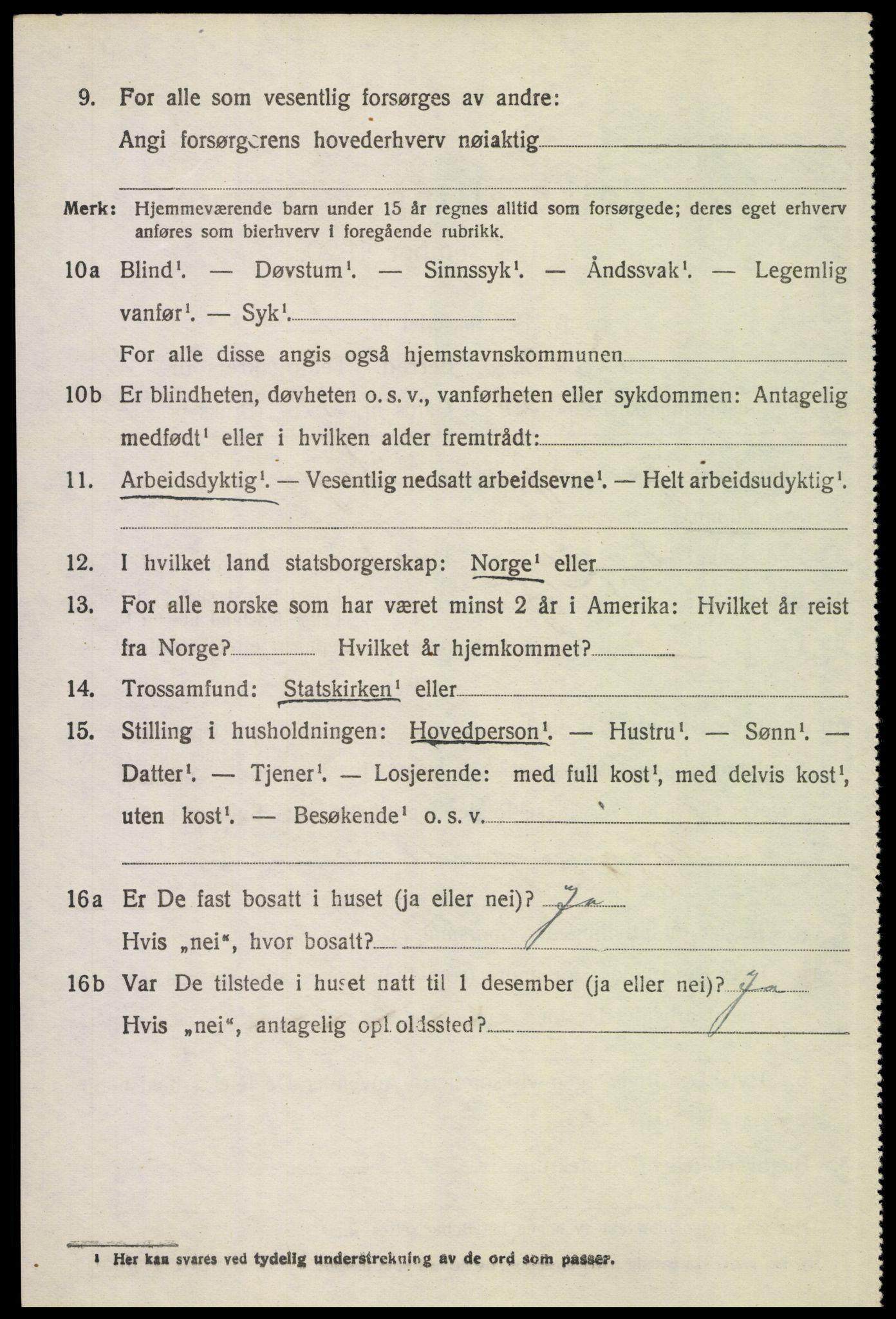 SAH, 1920 census for Tynset, 1920, p. 7987