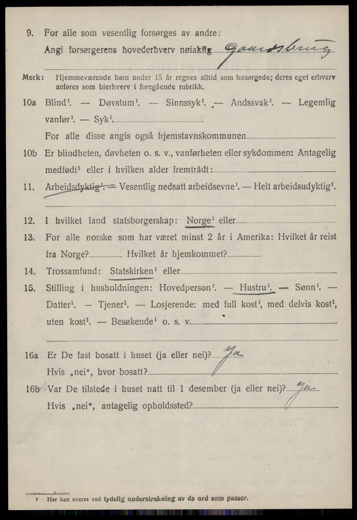 SAT, 1920 census for Kornstad, 1920, p. 592