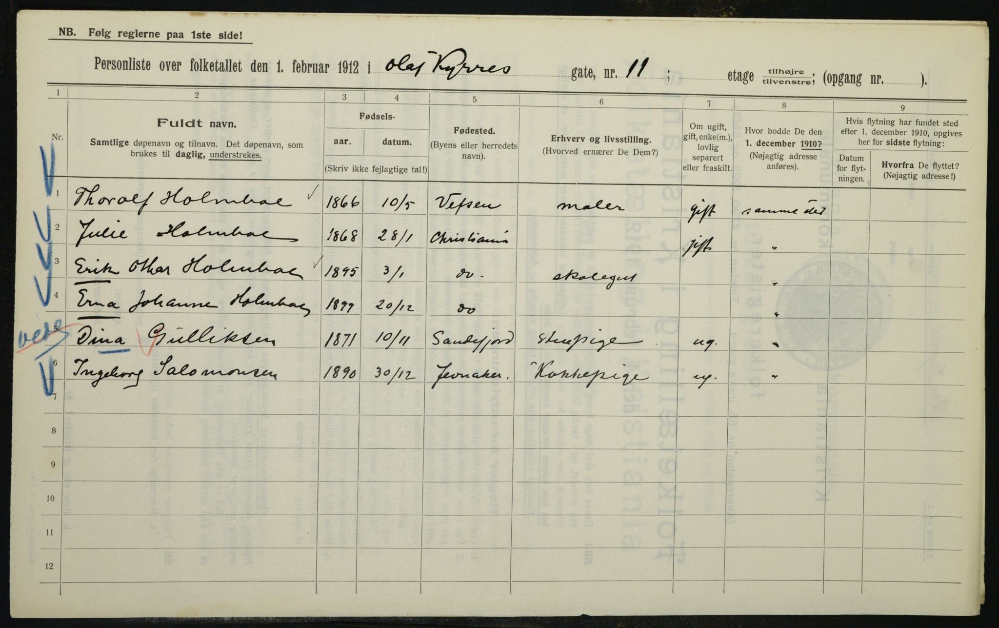 OBA, Municipal Census 1912 for Kristiania, 1912, p. 75997