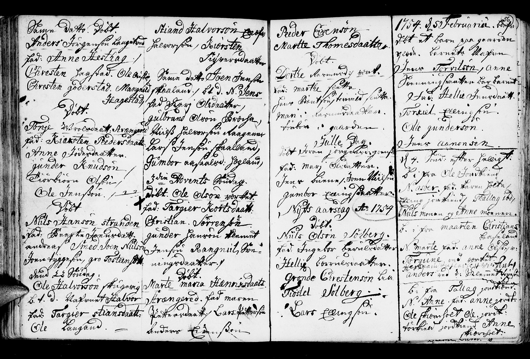 Holt sokneprestkontor, SAK/1111-0021/F/Fb/L0005: Parish register (copy) no. B 5, 1746-1764, p. 56