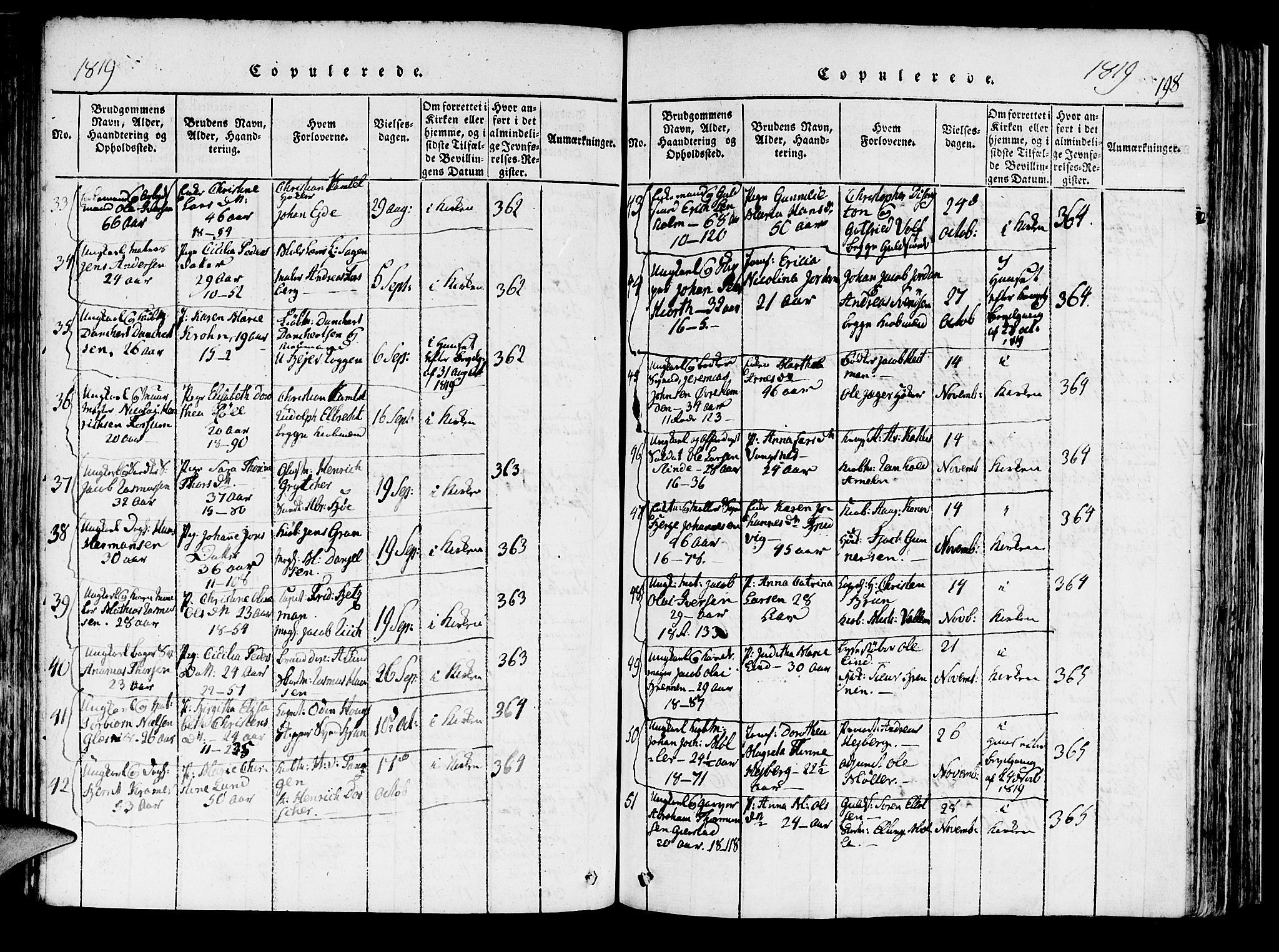 Domkirken sokneprestembete, AV/SAB-A-74801/H/Haa/L0010: Parish register (official) no. A 10, 1816-1821, p. 198