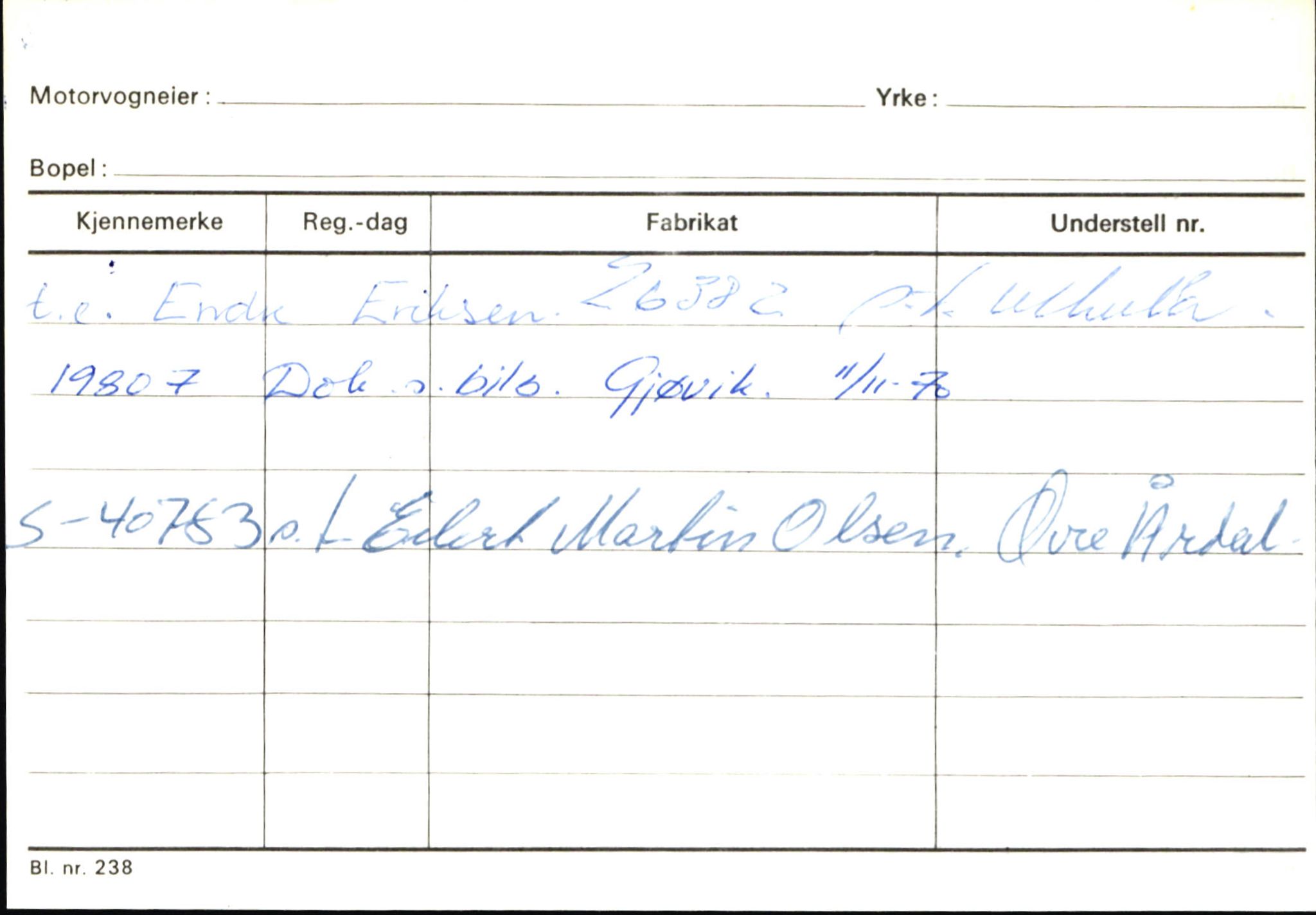 Statens vegvesen, Sogn og Fjordane vegkontor, SAB/A-5301/4/F/L0145: Registerkort Vågsøy S-Å. Årdal I-P, 1945-1975, p. 901