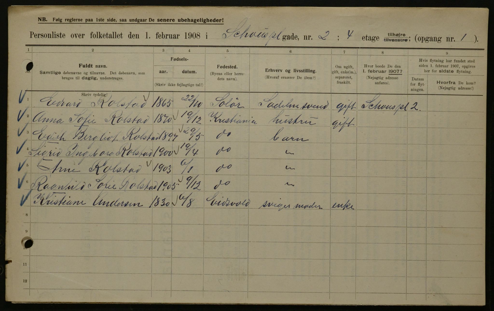 OBA, Municipal Census 1908 for Kristiania, 1908, p. 81325