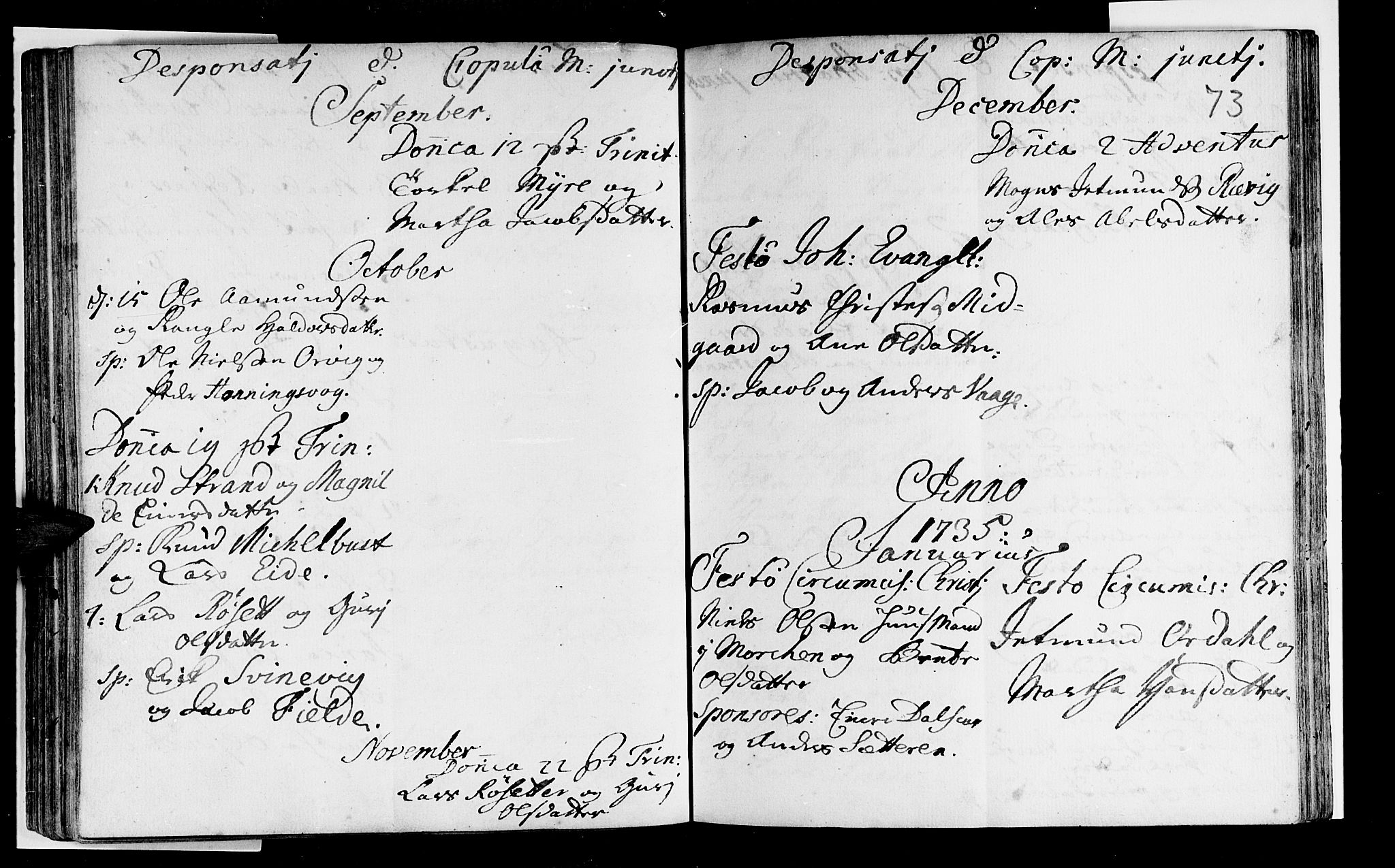 Selje sokneprestembete, SAB/A-99938/H/Ha/Haa/Haaa: Parish register (official) no. A 3, 1731-1743, p. 73