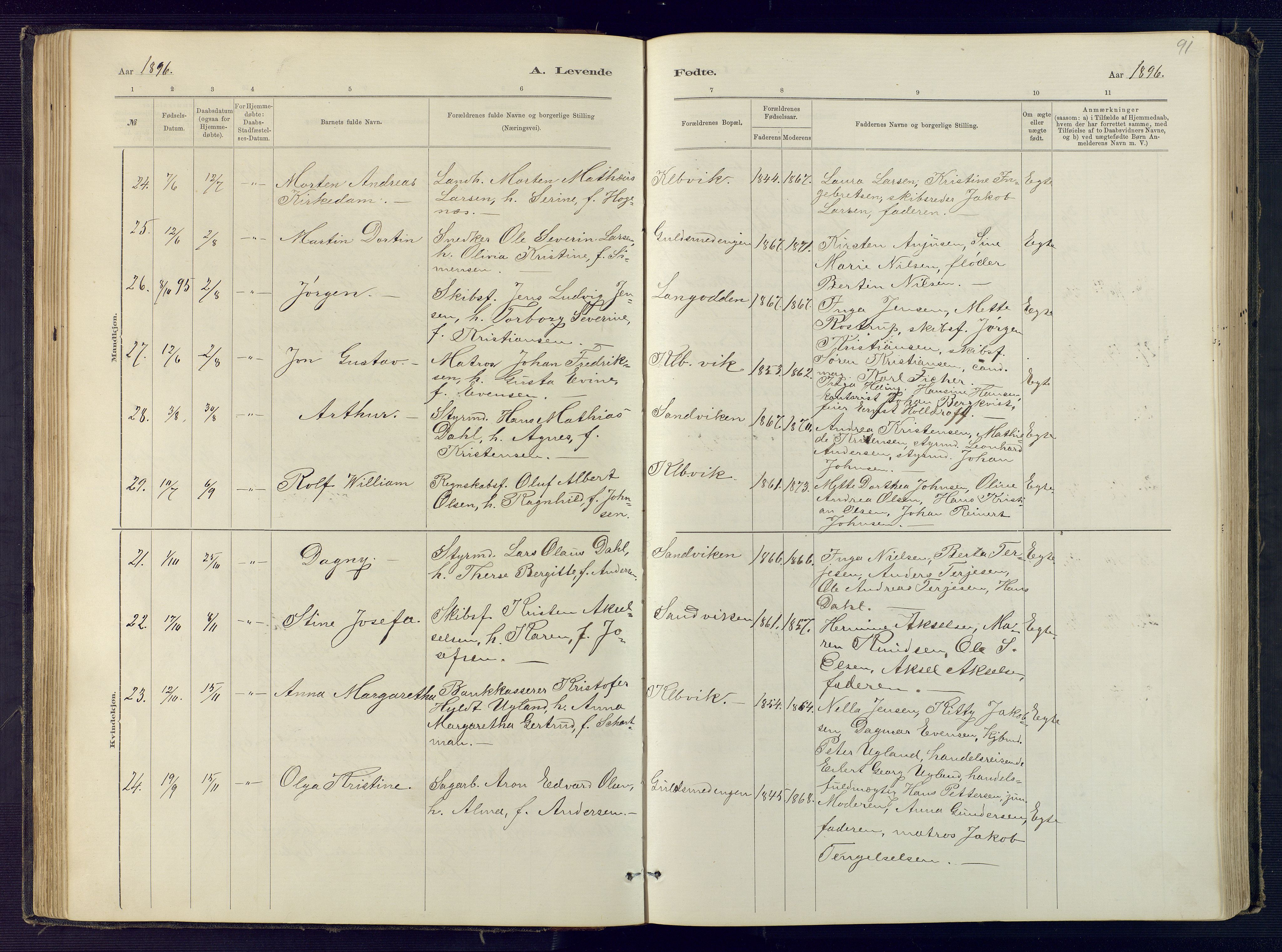 Hisøy sokneprestkontor, AV/SAK-1111-0020/F/Fb/L0003: Parish register (copy) no. B 3, 1885-1905, p. 91