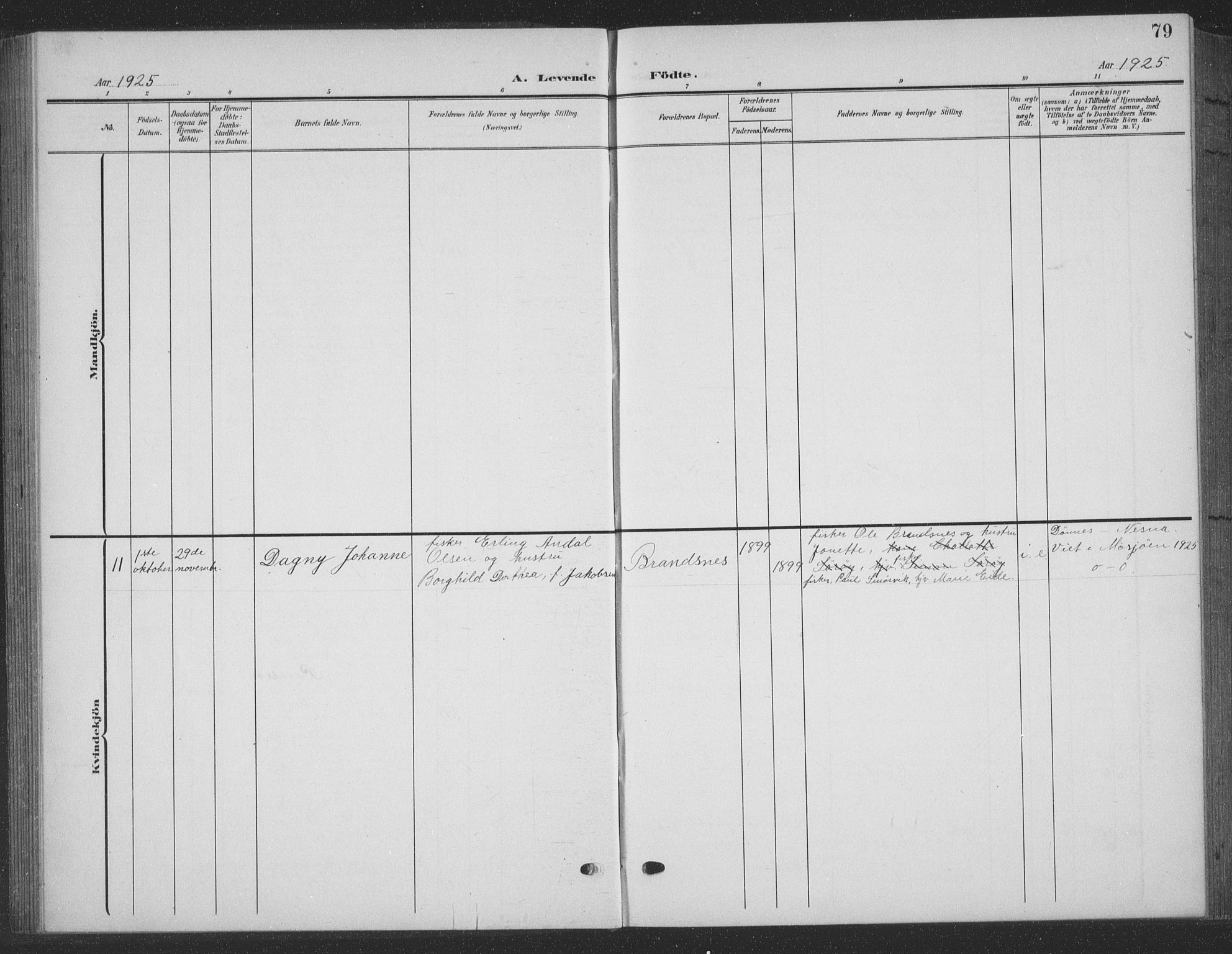 Ministerialprotokoller, klokkerbøker og fødselsregistre - Nordland, AV/SAT-A-1459/835/L0533: Parish register (copy) no. 835C05, 1906-1939, p. 79