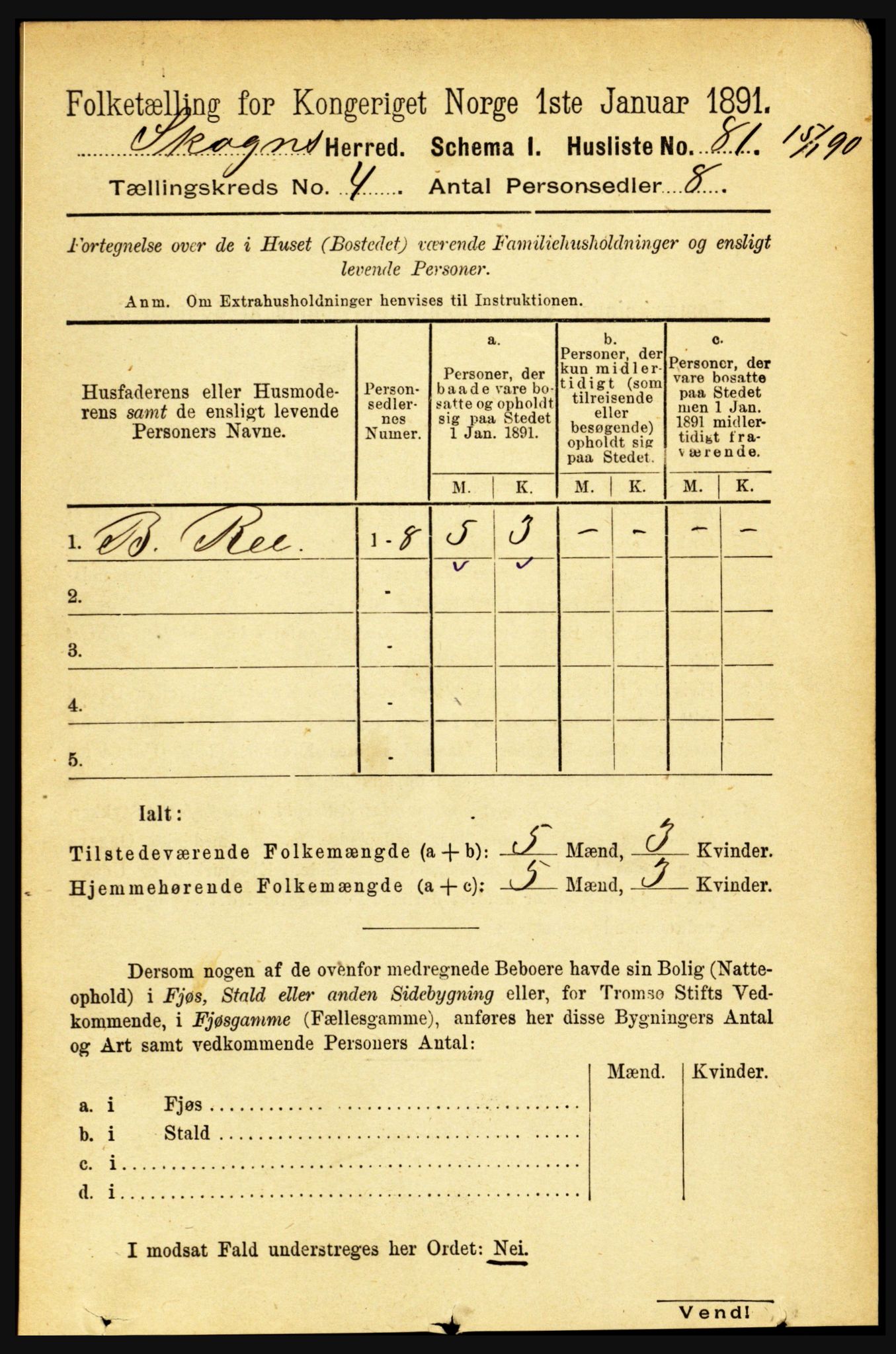 RA, 1891 census for 1719 Skogn, 1891, p. 2348