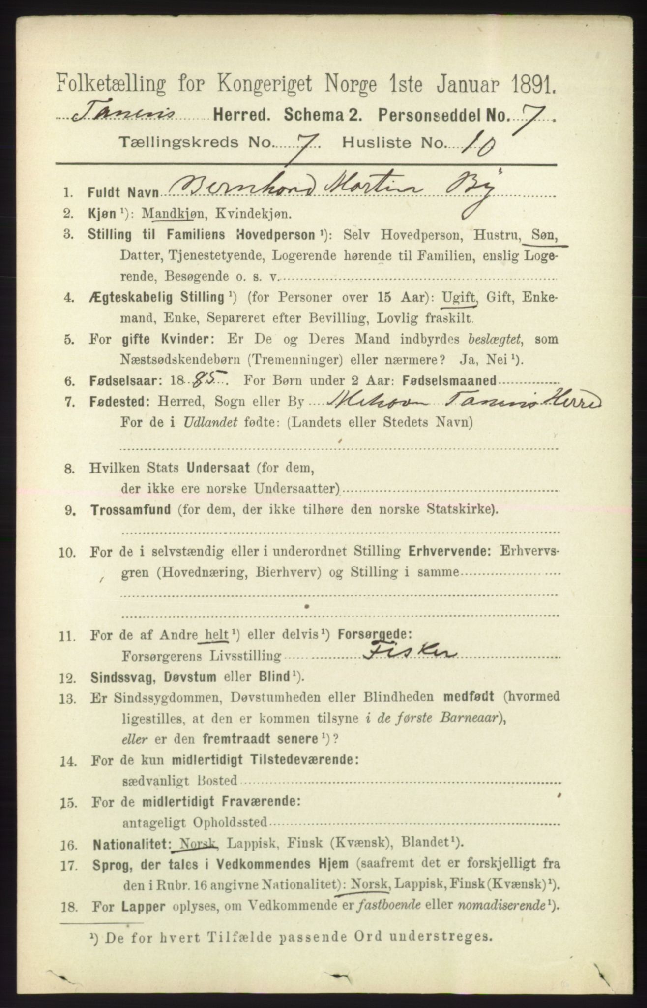 RA, 1891 census for 2025 Tana, 1891, p. 3149