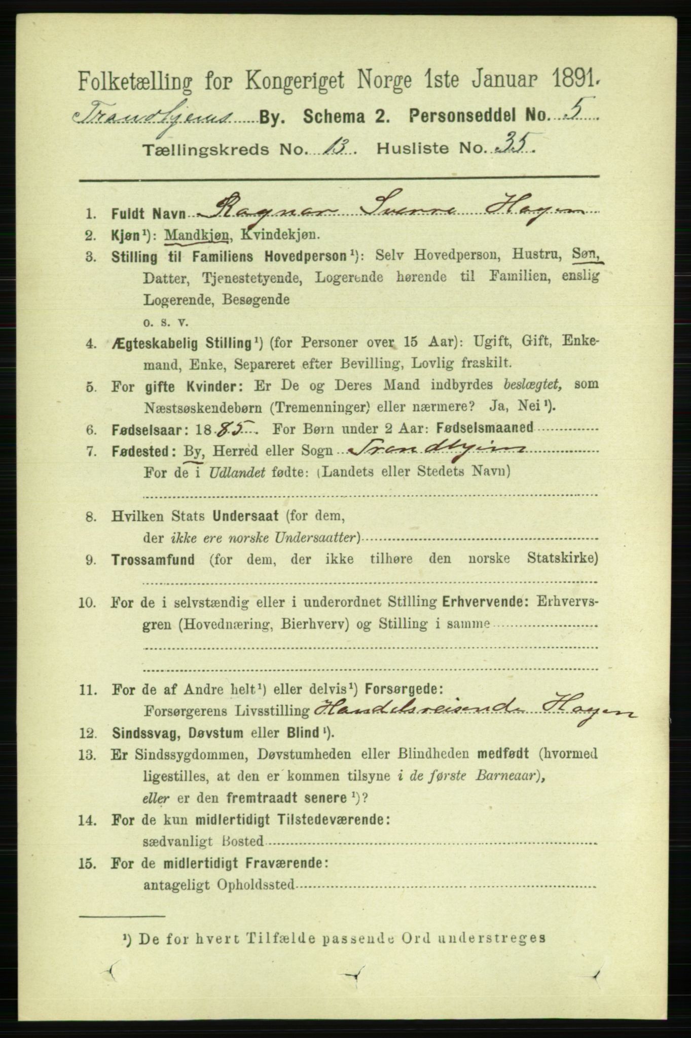 RA, 1891 census for 1601 Trondheim, 1891, p. 10624