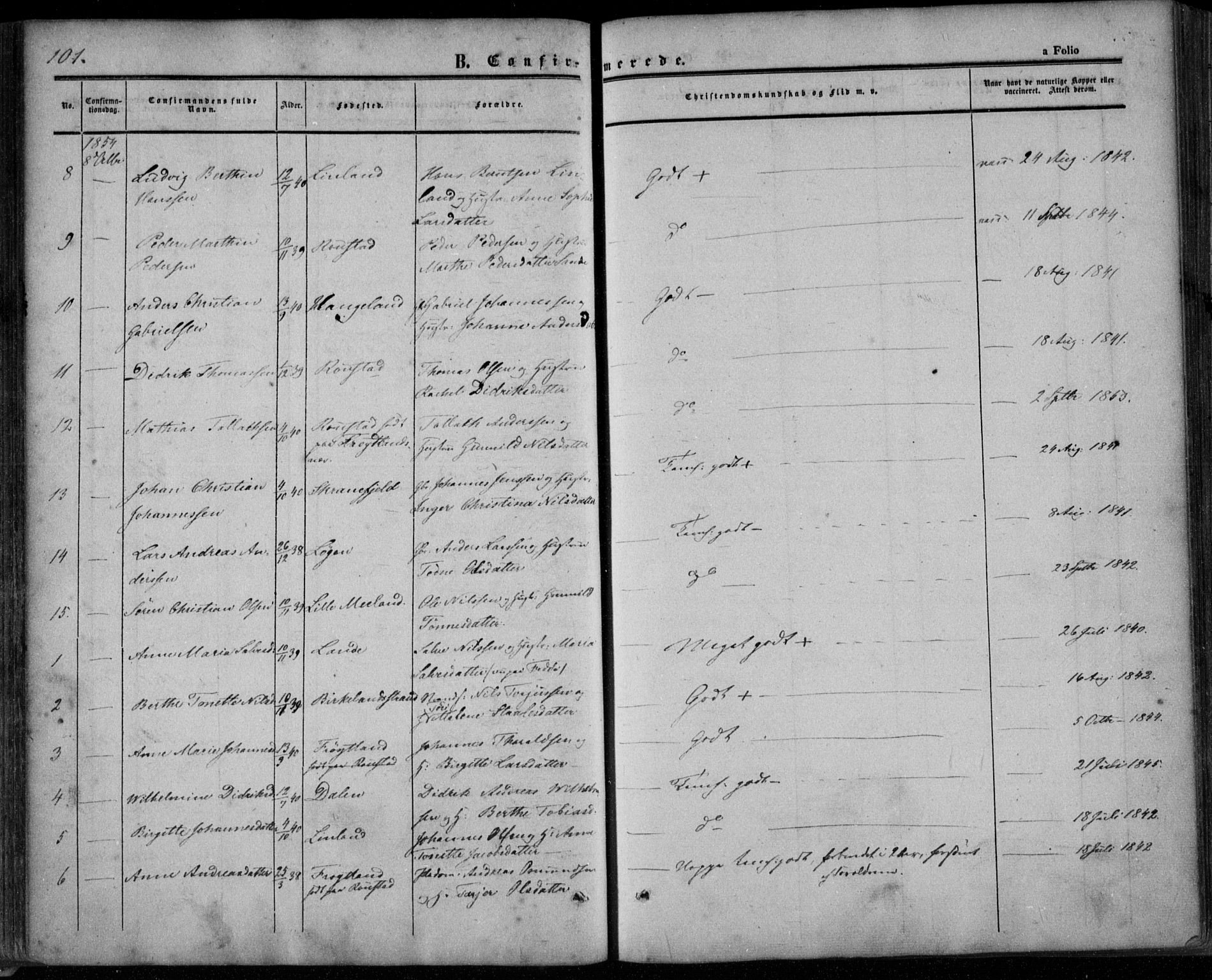 Kvinesdal sokneprestkontor, AV/SAK-1111-0026/F/Fa/Faa/L0002: Parish register (official) no. A 2, 1850-1876, p. 101