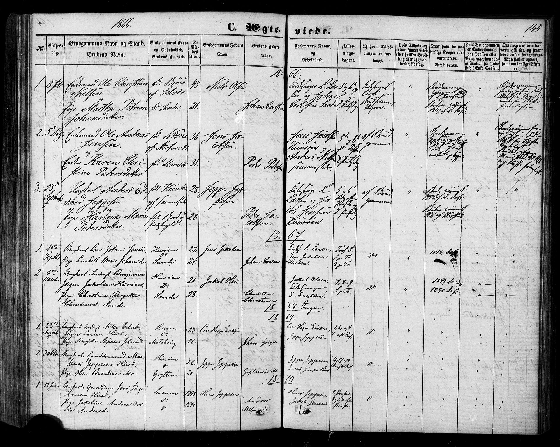 Ministerialprotokoller, klokkerbøker og fødselsregistre - Nordland, SAT/A-1459/840/L0579: Parish register (official) no. 840A01, 1863-1887, p. 145