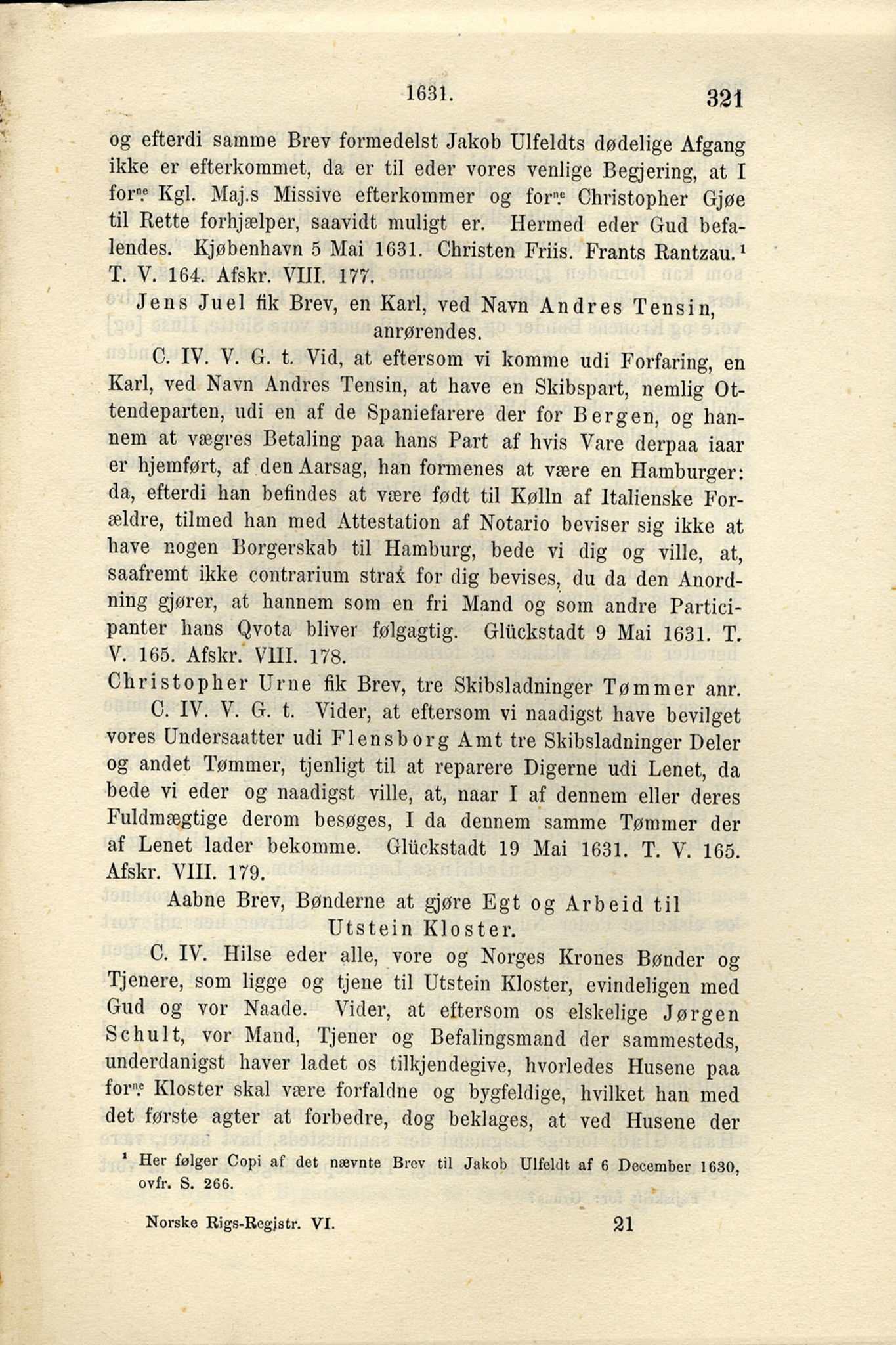 Publikasjoner utgitt av Det Norske Historiske Kildeskriftfond, PUBL/-/-/-: Norske Rigs-Registranter, bind 6, 1628-1634, p. 321