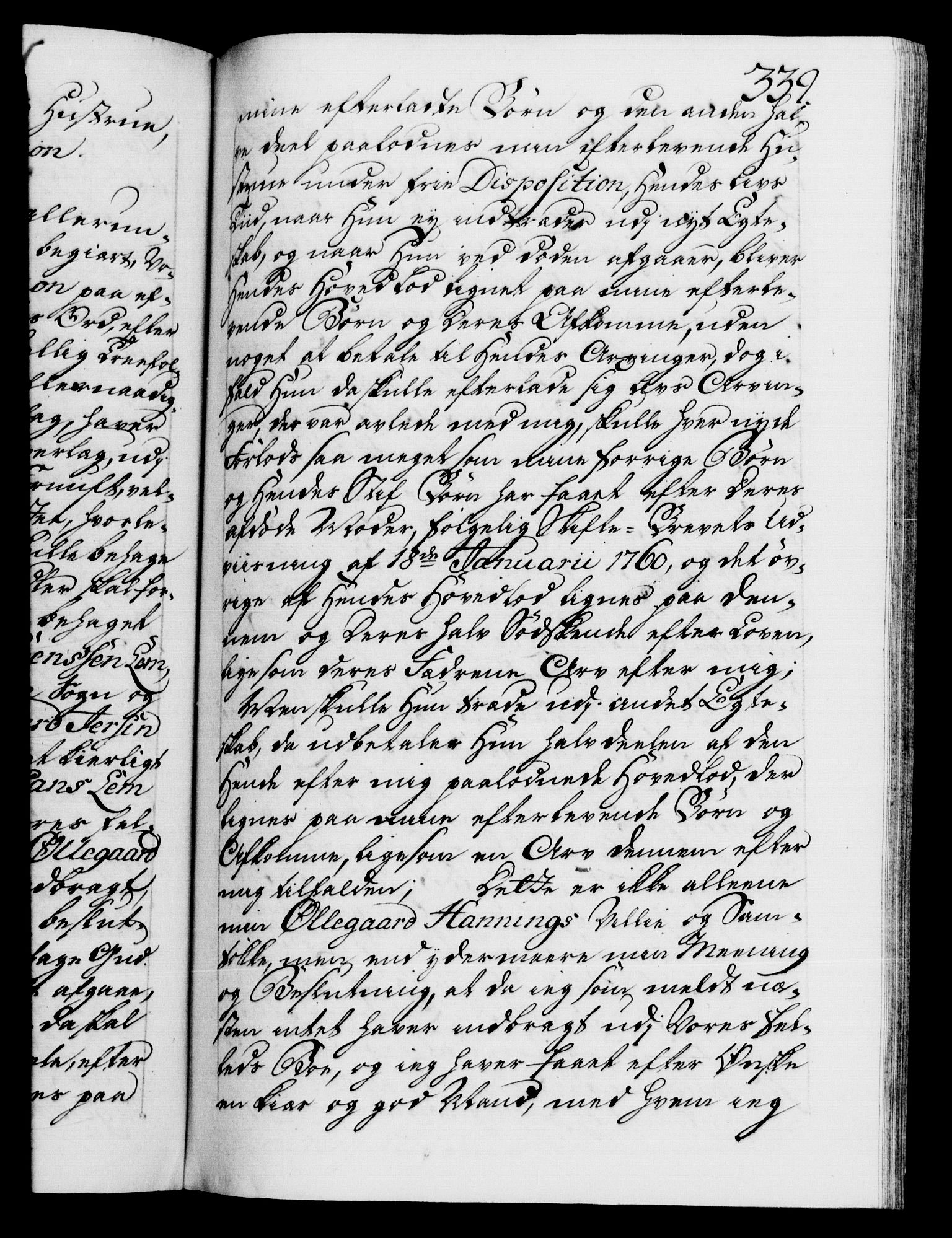 Danske Kanselli 1572-1799, AV/RA-EA-3023/F/Fc/Fca/Fcaa/L0041: Norske registre, 1760-1762, p. 339a