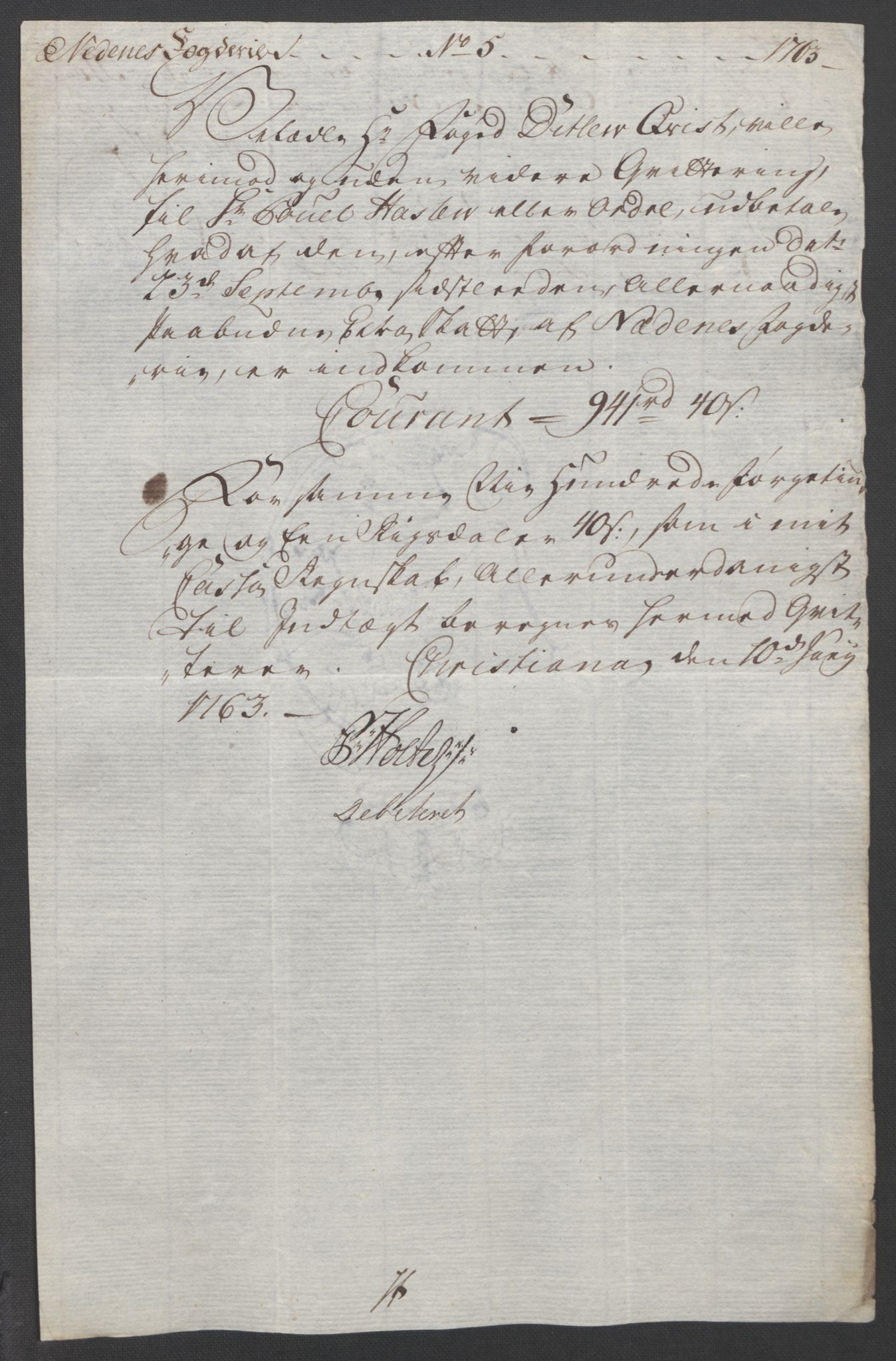 Rentekammeret inntil 1814, Reviderte regnskaper, Fogderegnskap, AV/RA-EA-4092/R39/L2424: Ekstraskatten Nedenes, 1762-1767, p. 41