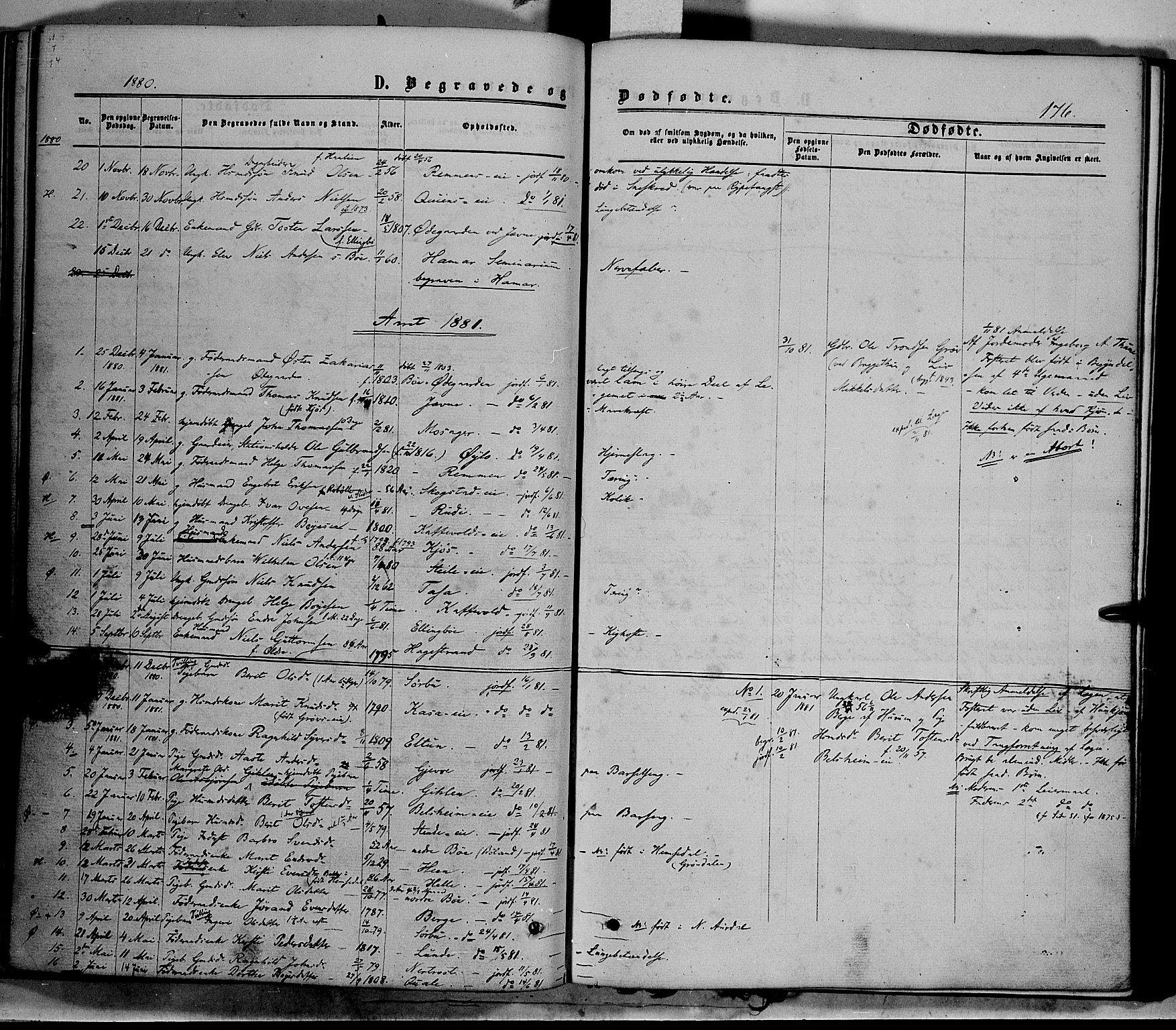 Vang prestekontor, Valdres, SAH/PREST-140/H/Ha/L0007: Parish register (official) no. 7, 1865-1881, p. 176