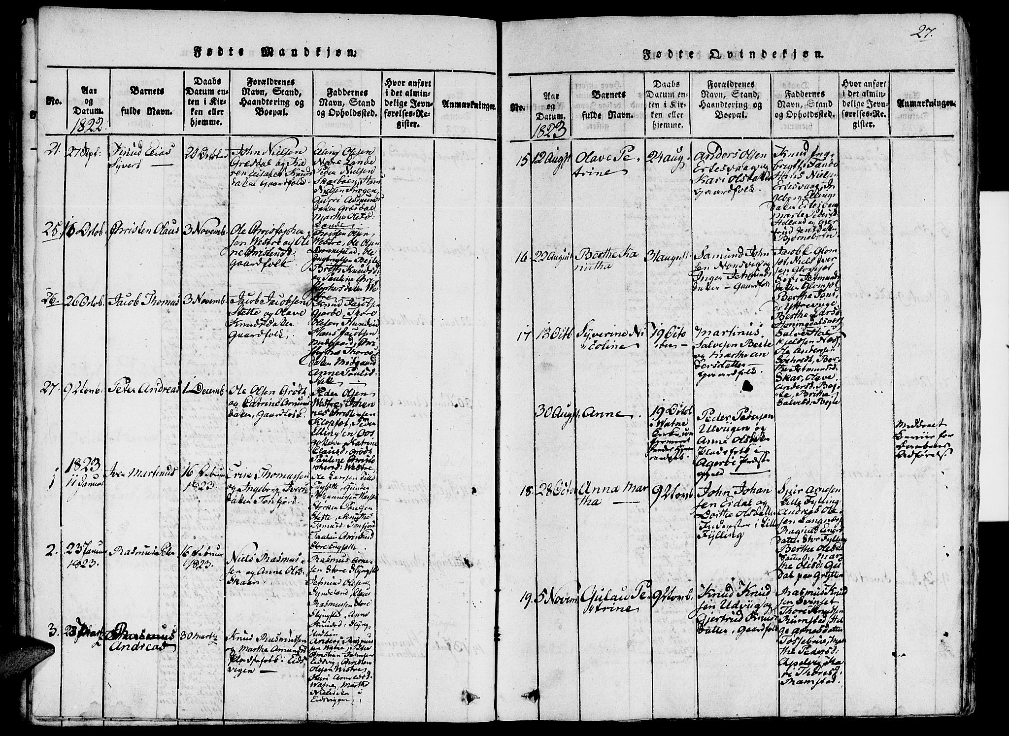 Ministerialprotokoller, klokkerbøker og fødselsregistre - Møre og Romsdal, AV/SAT-A-1454/524/L0351: Parish register (official) no. 524A03, 1816-1838, p. 27