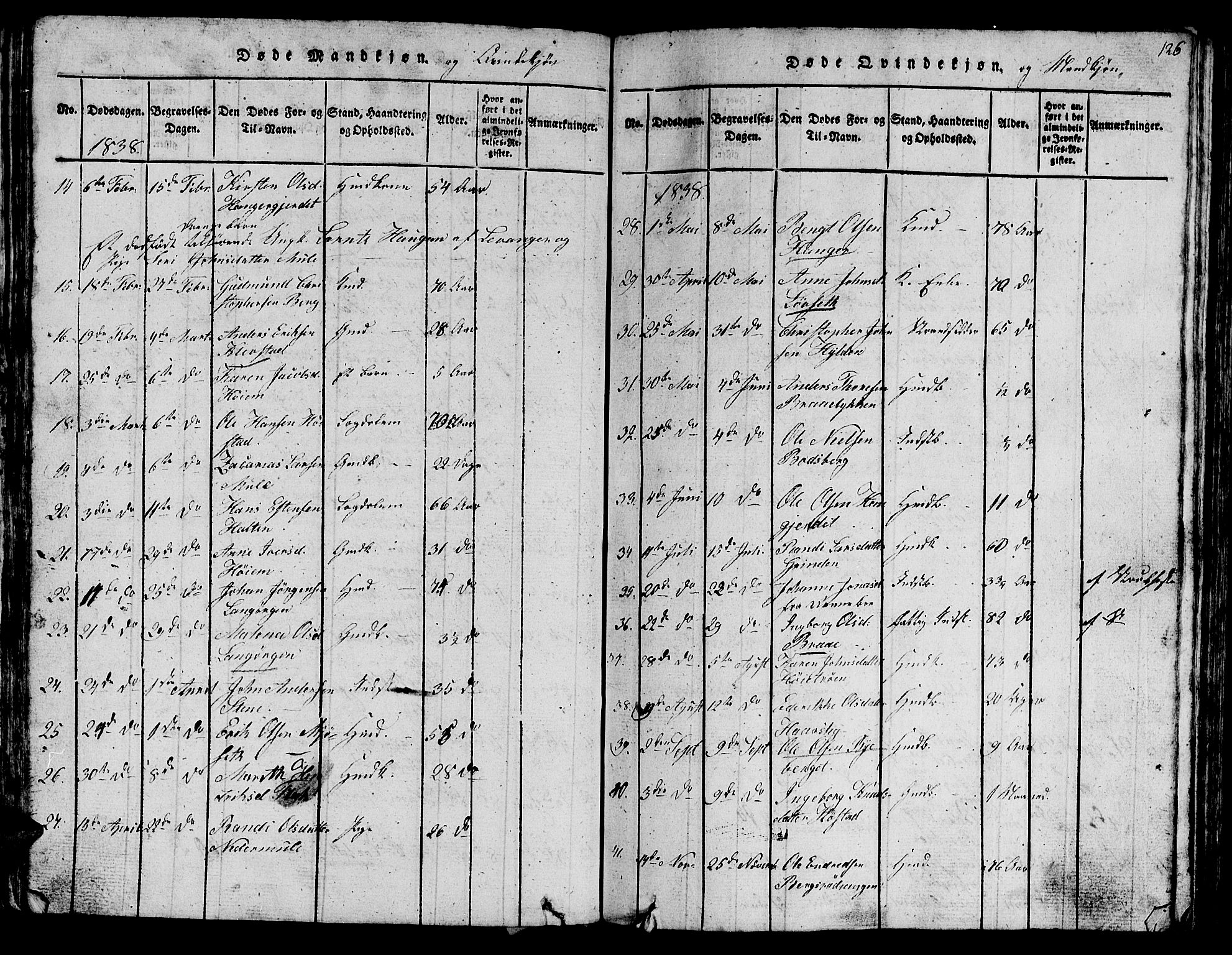 Ministerialprotokoller, klokkerbøker og fødselsregistre - Sør-Trøndelag, AV/SAT-A-1456/612/L0385: Parish register (copy) no. 612C01, 1816-1845, p. 126