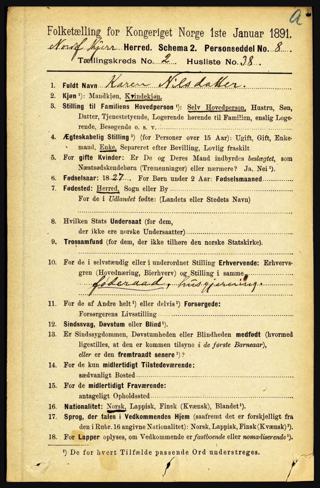 RA, 1891 census for 1846 Nordfold-Kjerringøy, 1891, p. 684