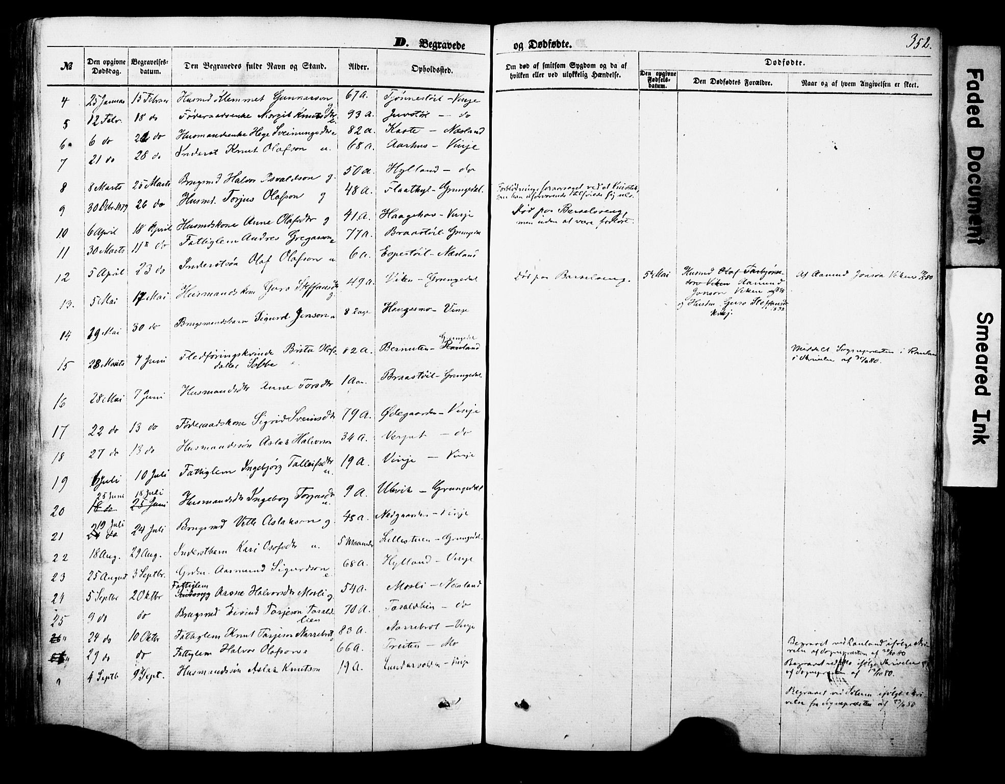 Vinje kirkebøker, SAKO/A-312/F/Fa/L0005: Parish register (official) no. I 5, 1870-1886, p. 352