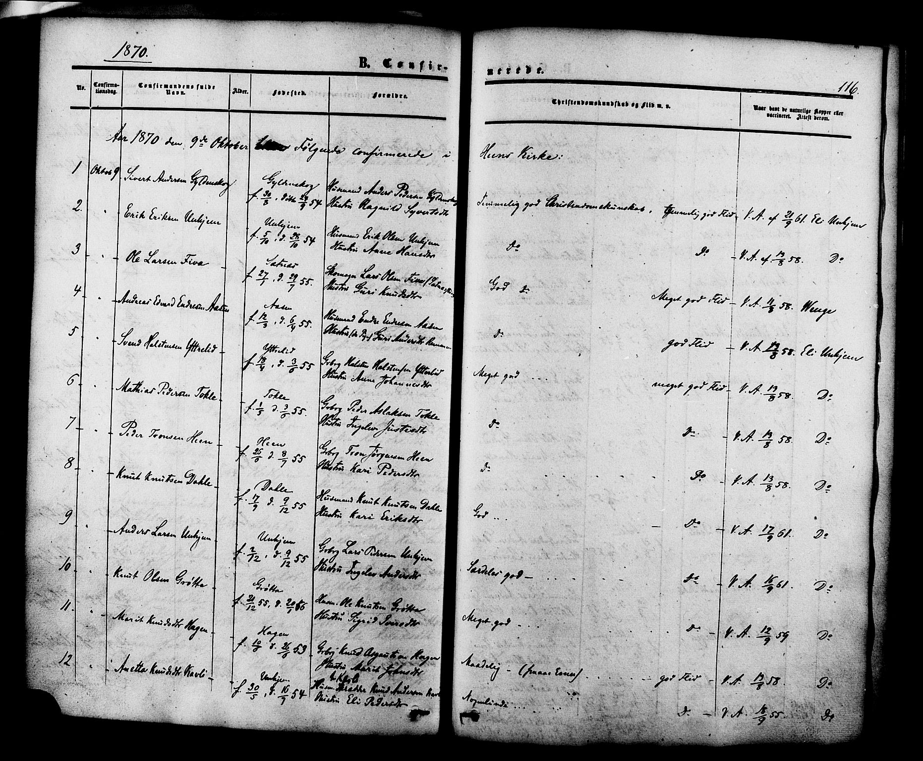 Ministerialprotokoller, klokkerbøker og fødselsregistre - Møre og Romsdal, SAT/A-1454/545/L0586: Parish register (official) no. 545A02, 1854-1877, p. 116