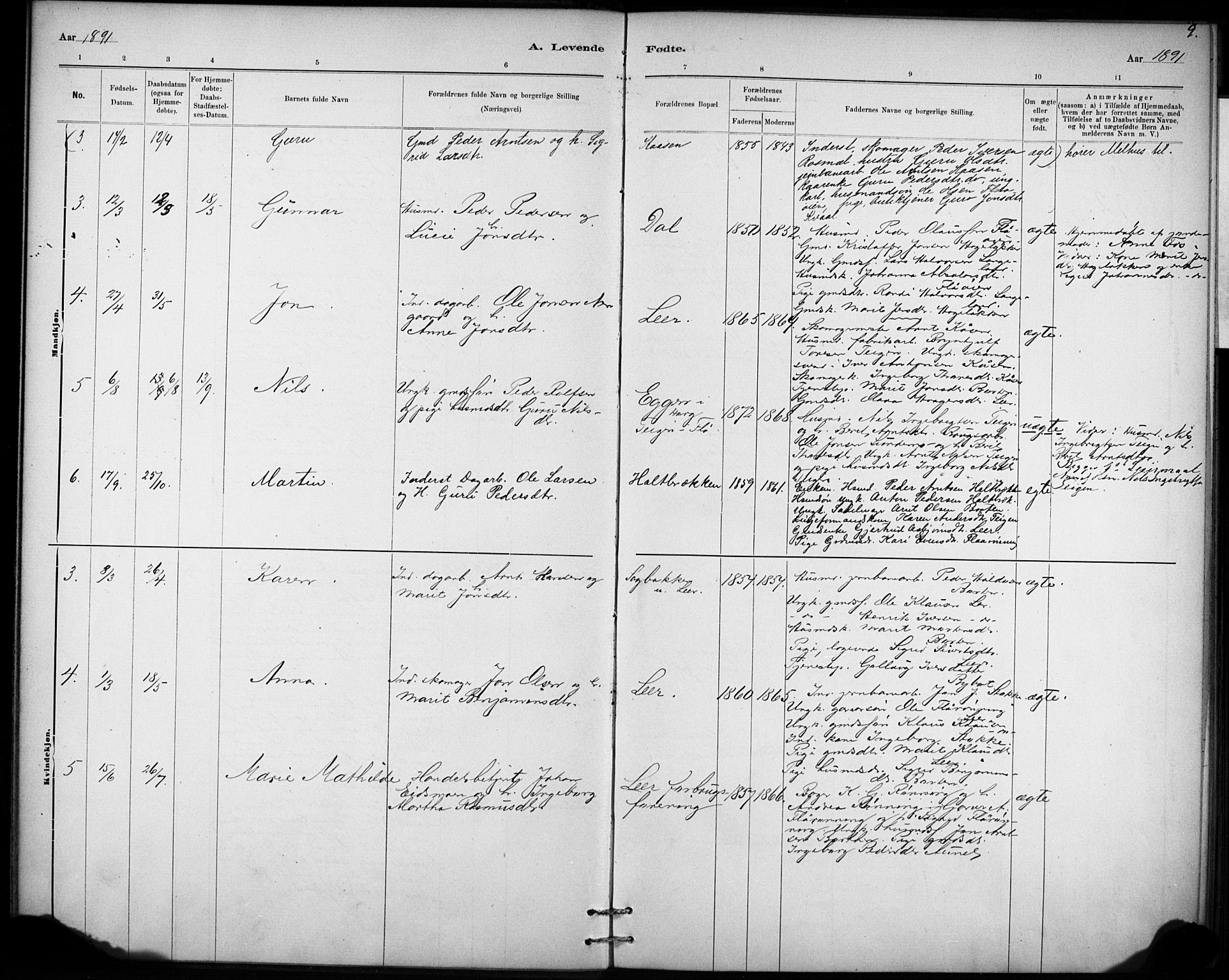 Ministerialprotokoller, klokkerbøker og fødselsregistre - Sør-Trøndelag, AV/SAT-A-1456/693/L1119: Parish register (official) no. 693A01, 1887-1905, p. 9