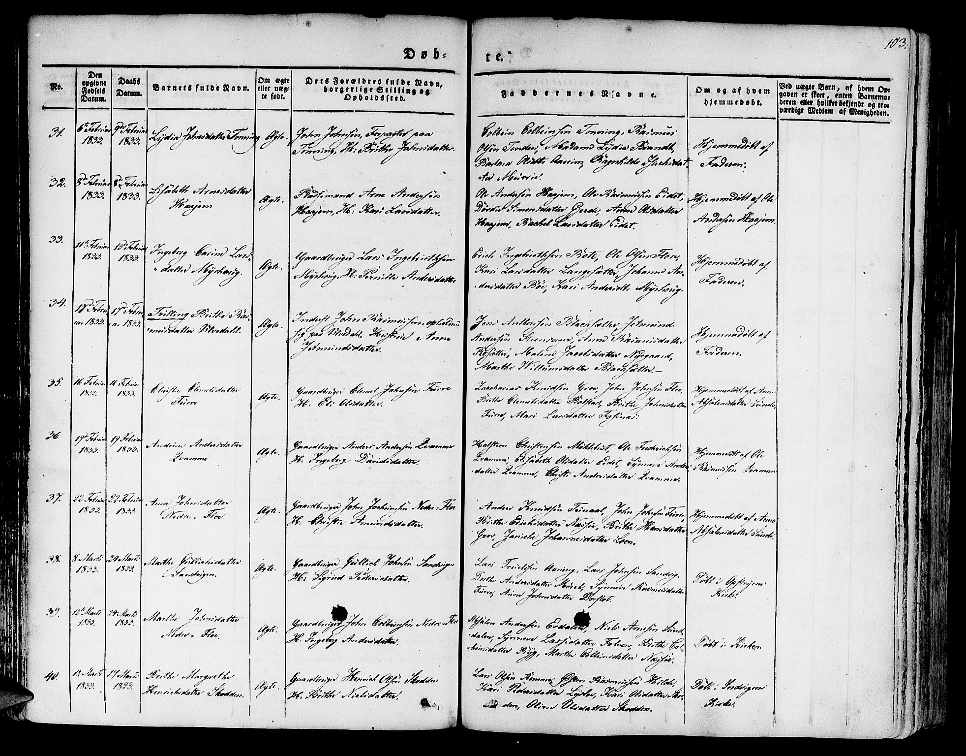 Innvik sokneprestembete, SAB/A-80501: Parish register (official) no. A 4I, 1831-1846, p. 103