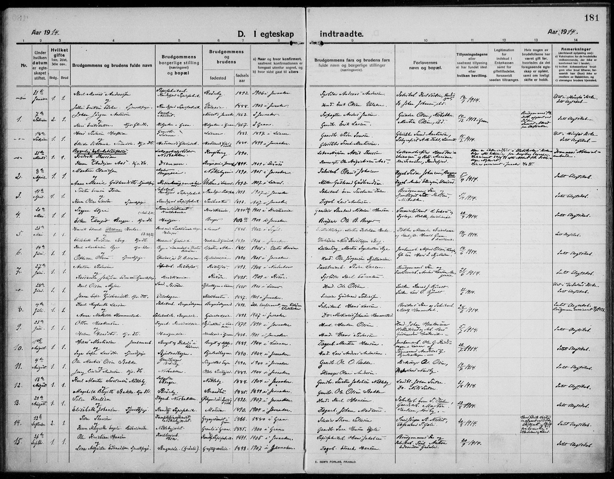 Jevnaker prestekontor, SAH/PREST-116/H/Ha/Haa/L0012: Parish register (official) no. 12, 1914-1924, p. 181