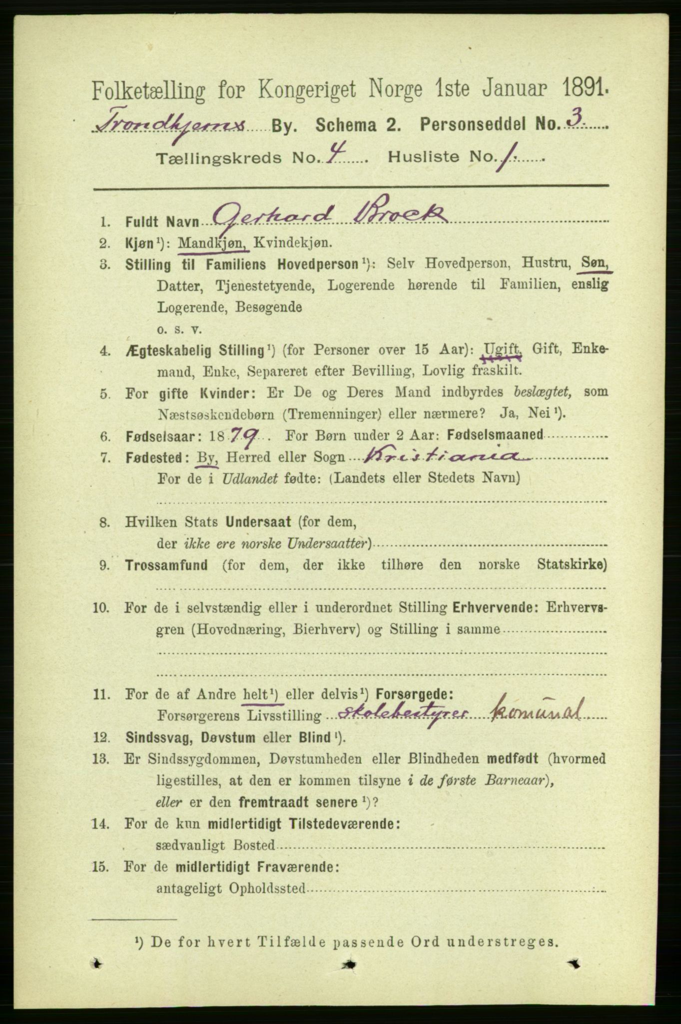 RA, 1891 census for 1601 Trondheim, 1891, p. 4387