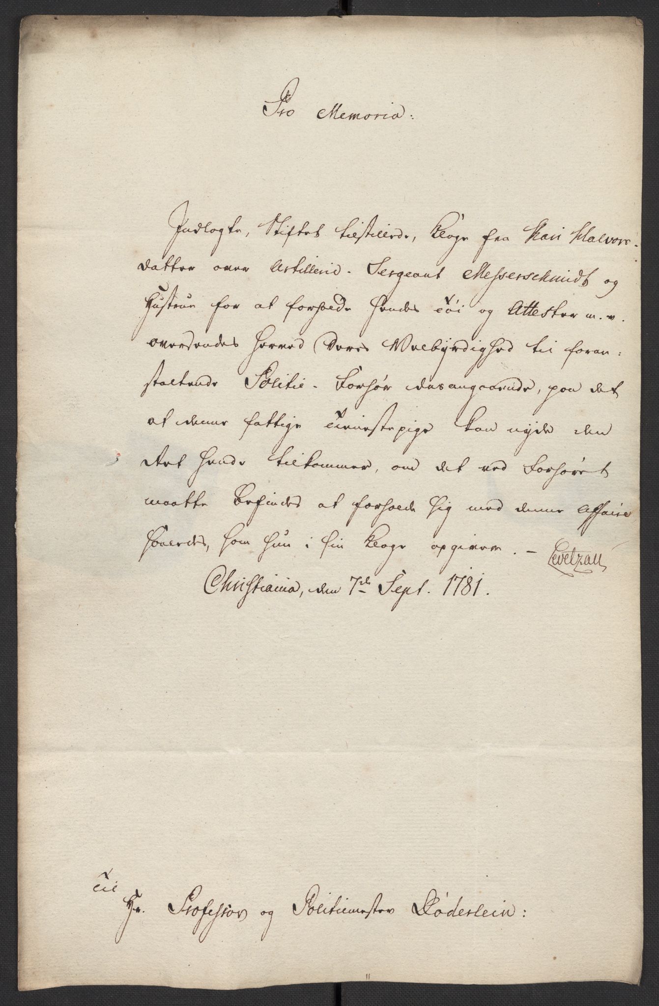 Oslo politidistrikt, AV/SAO-A-10085/D/Da/L0003: Innkomne brev, pro memoria m.v., 1781, p. 154