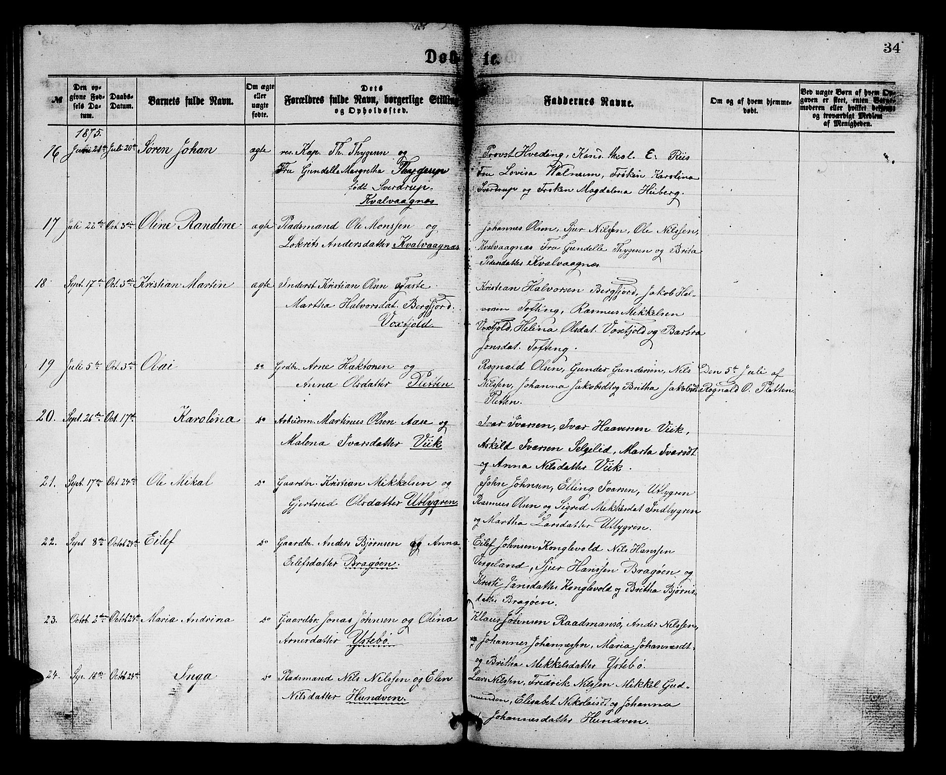 Alversund Sokneprestembete, AV/SAB-A-73901/H/Ha/Hab: Parish register (copy) no. B 2, 1866-1880, p. 34